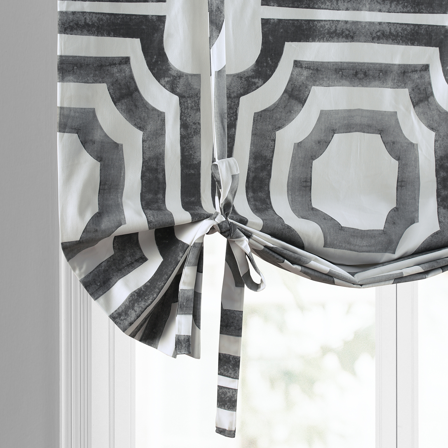 Mecca Steel Printed Cotton Tie-Up Window Shade