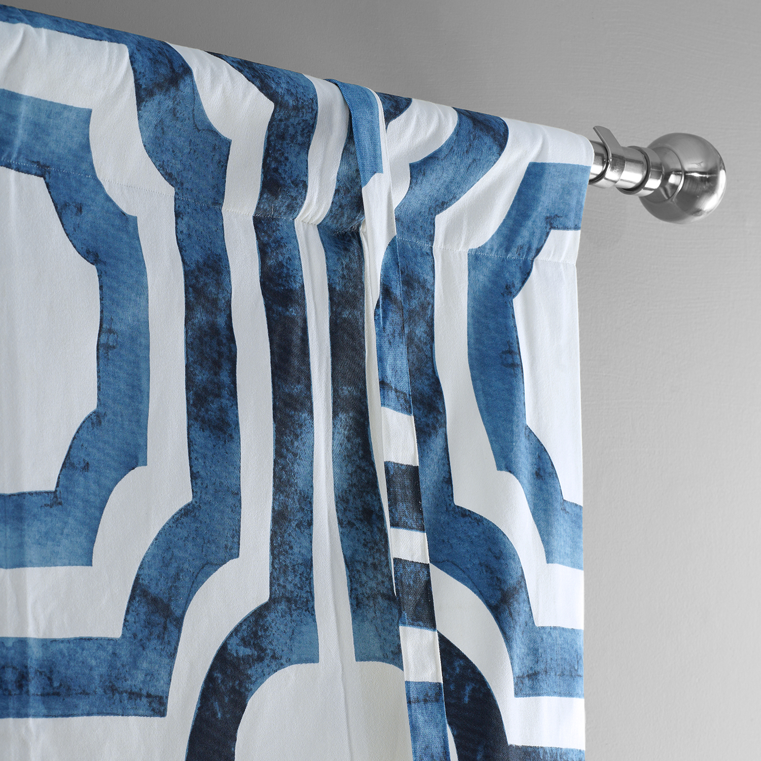 Mecca Blue Printed Cotton Tie-Up Window Shade