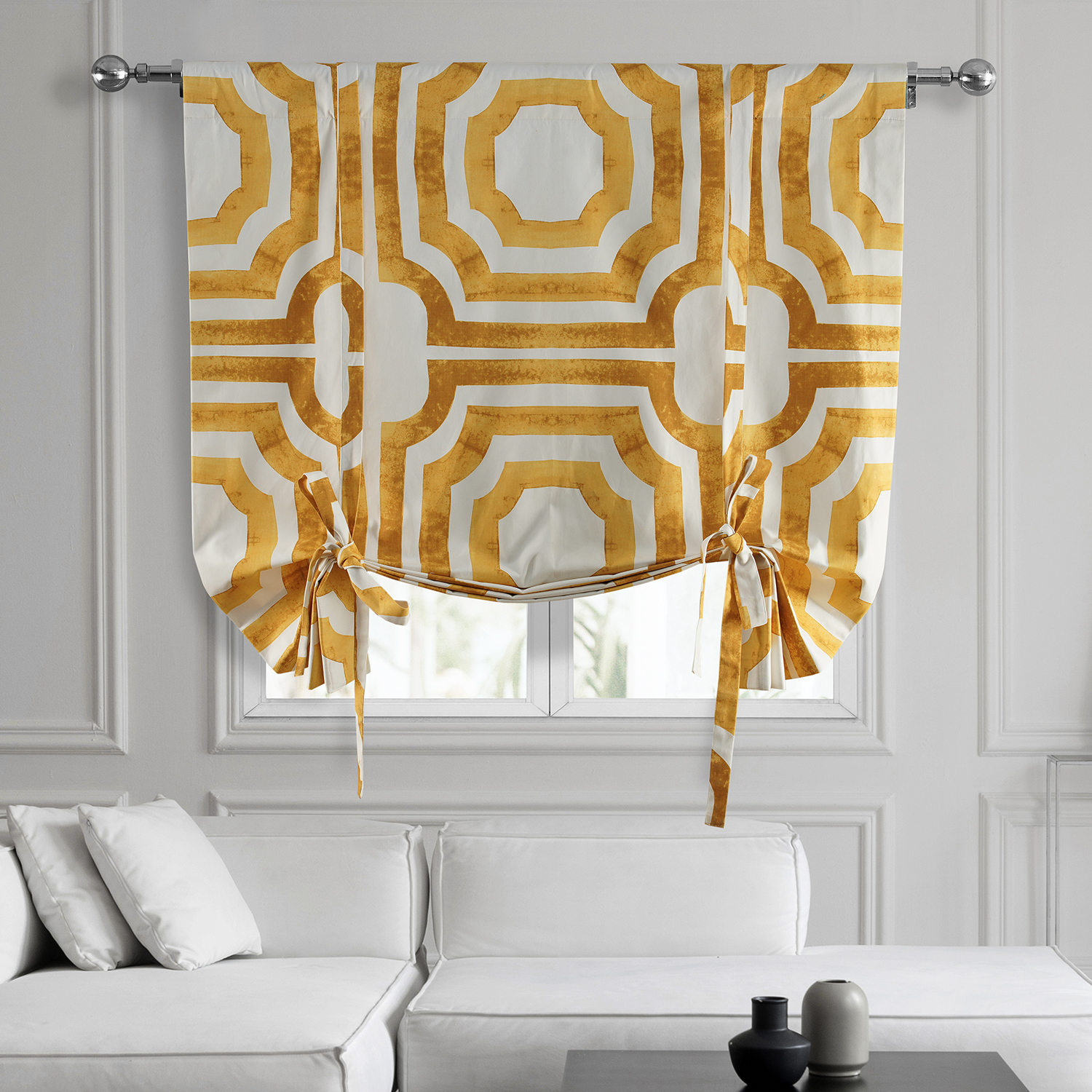 Mecca Gold Printed Cotton Tie-Up Window Shade