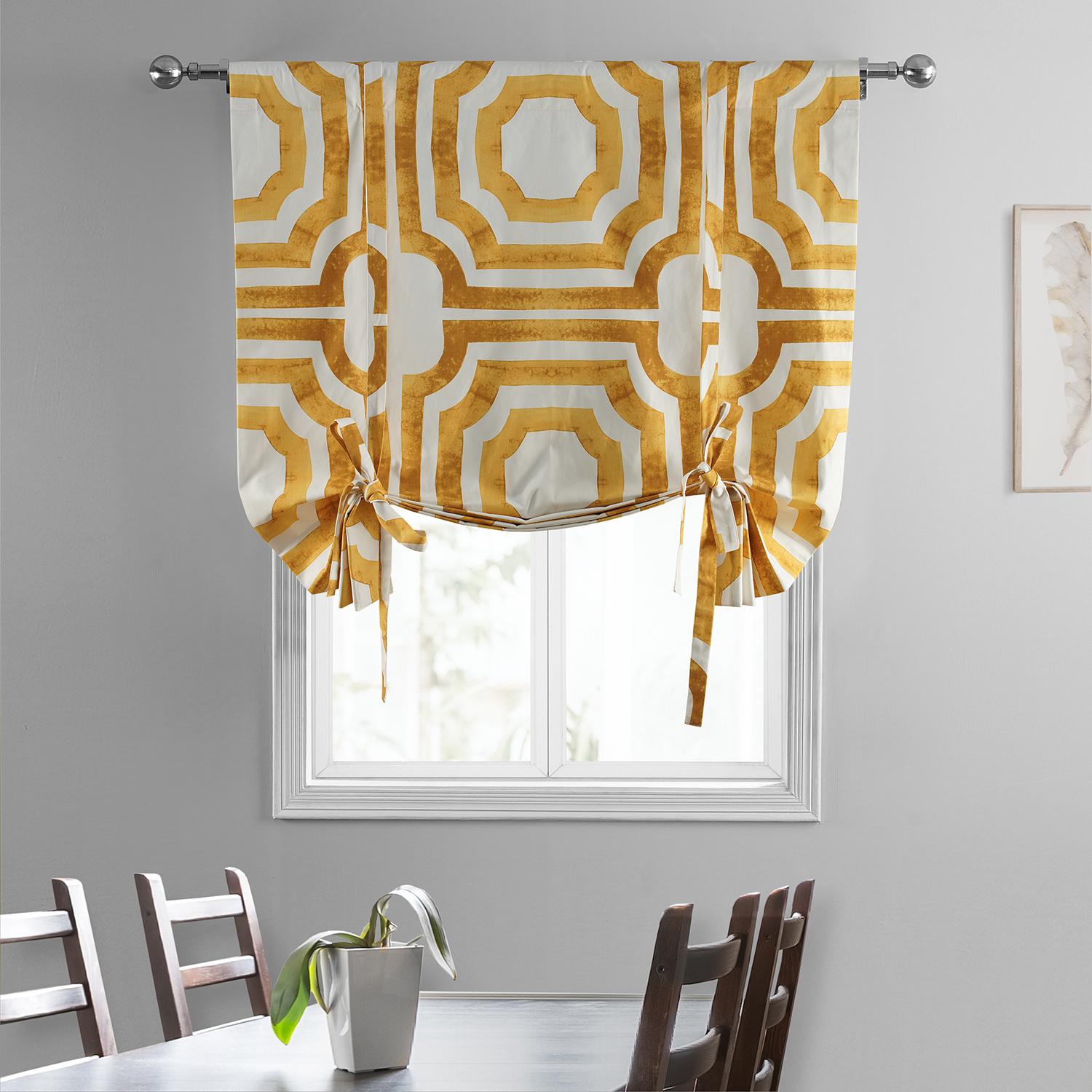 Mecca Gold Printed Cotton Tie-Up Window Shade