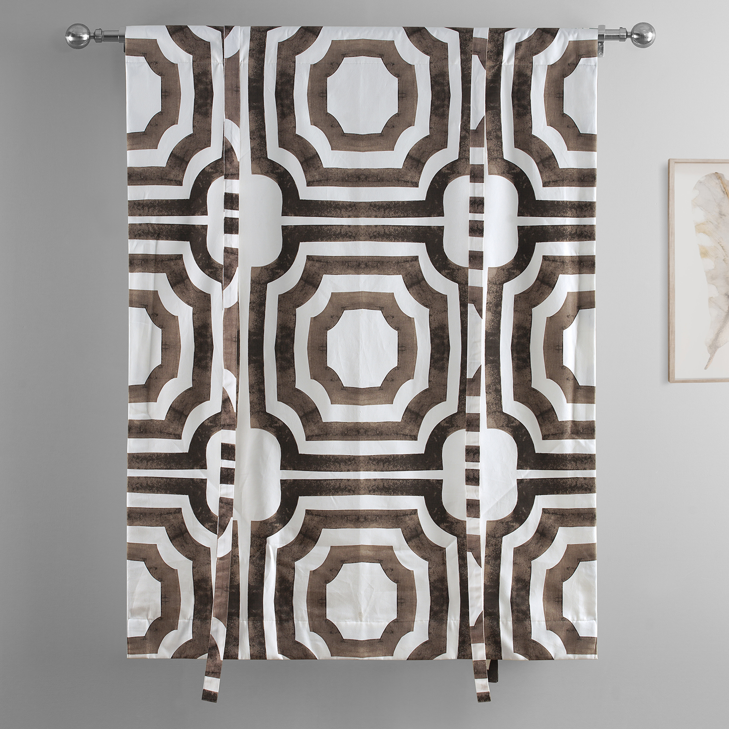 Mecca Brown Printed Cotton Tie-Up Window Shade