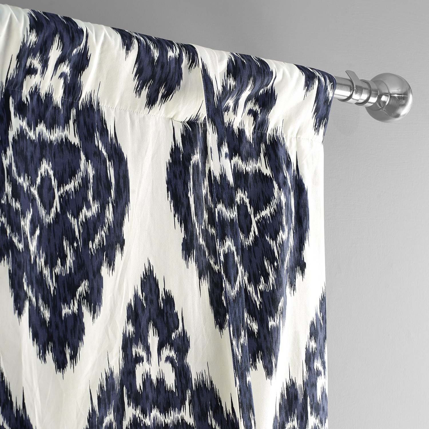 Ikat Blue Printed Cotton Tie-Up Window Shade