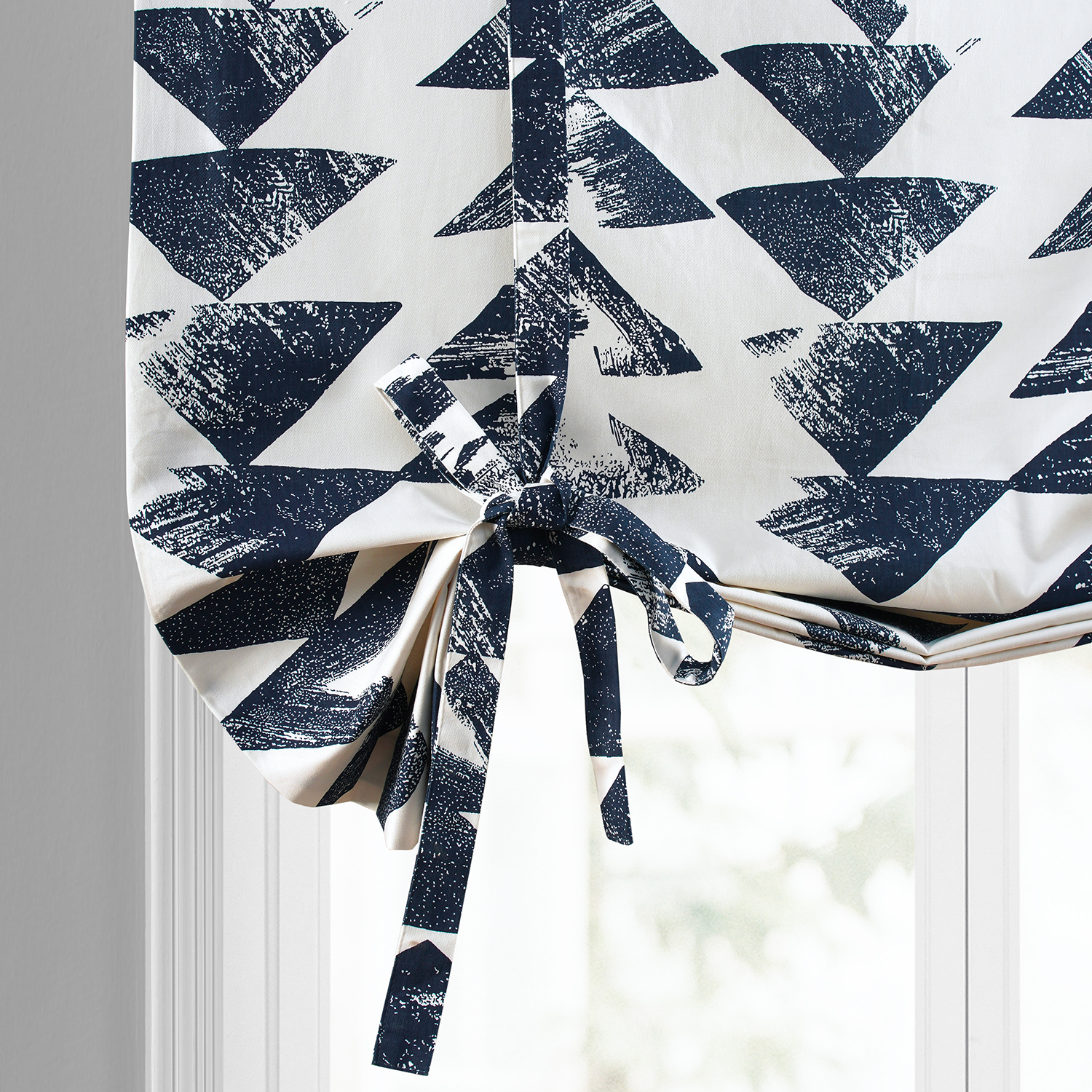 Triad Indigo Printed Cotton Tie-Up Window Shade