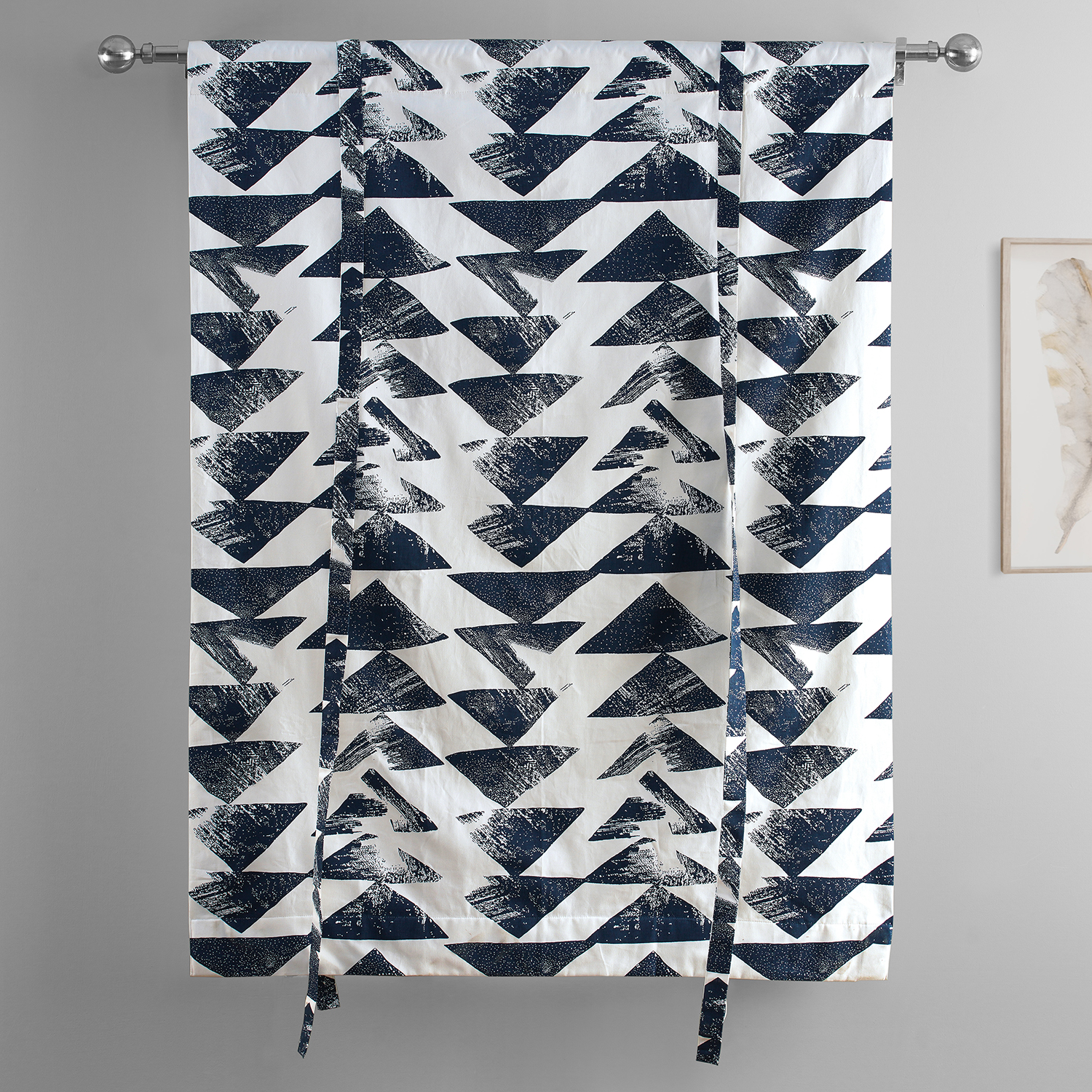 Triad Indigo Printed Cotton Tie-Up Window Shade