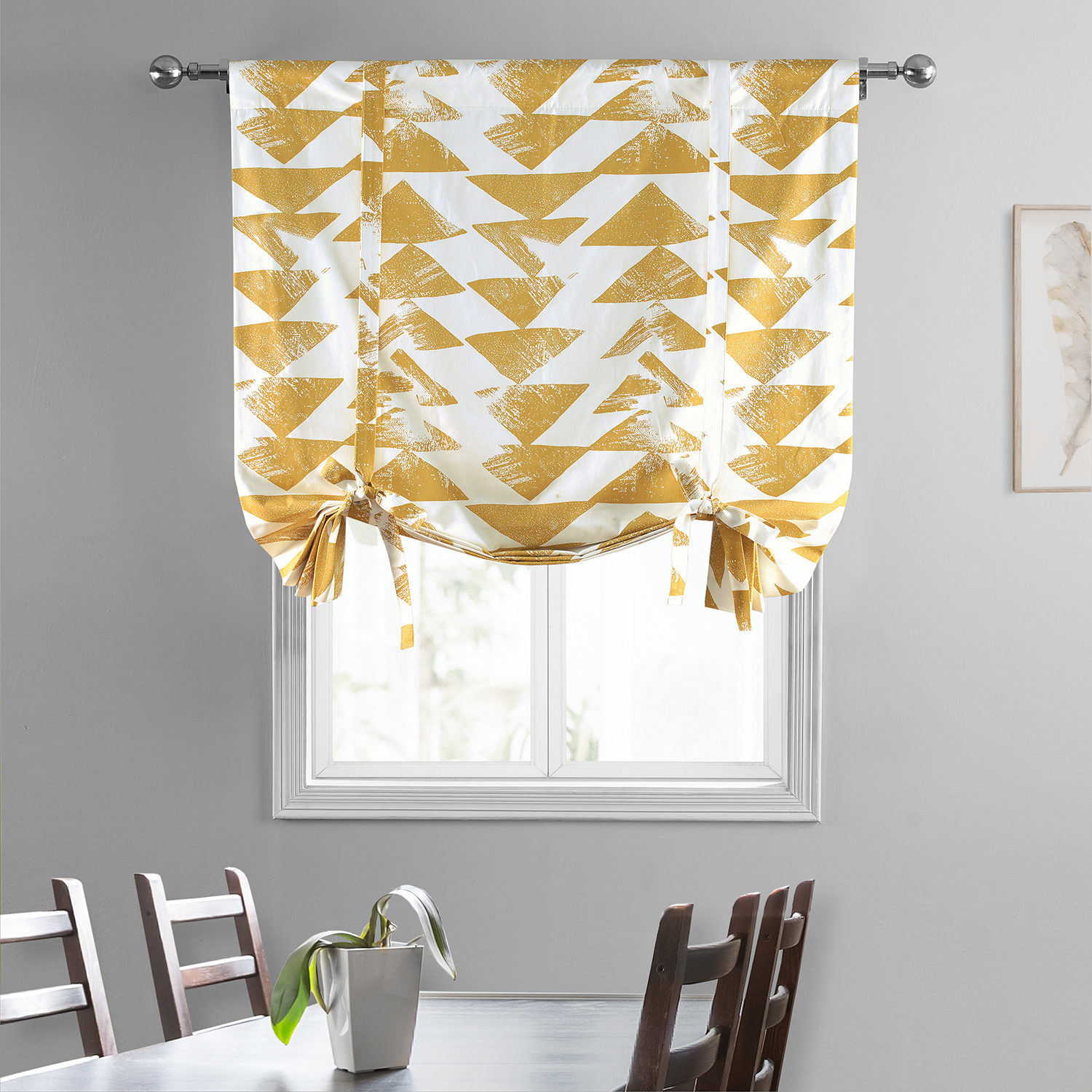 Triad Gold Printed Cotton Tie-Up Window Shade