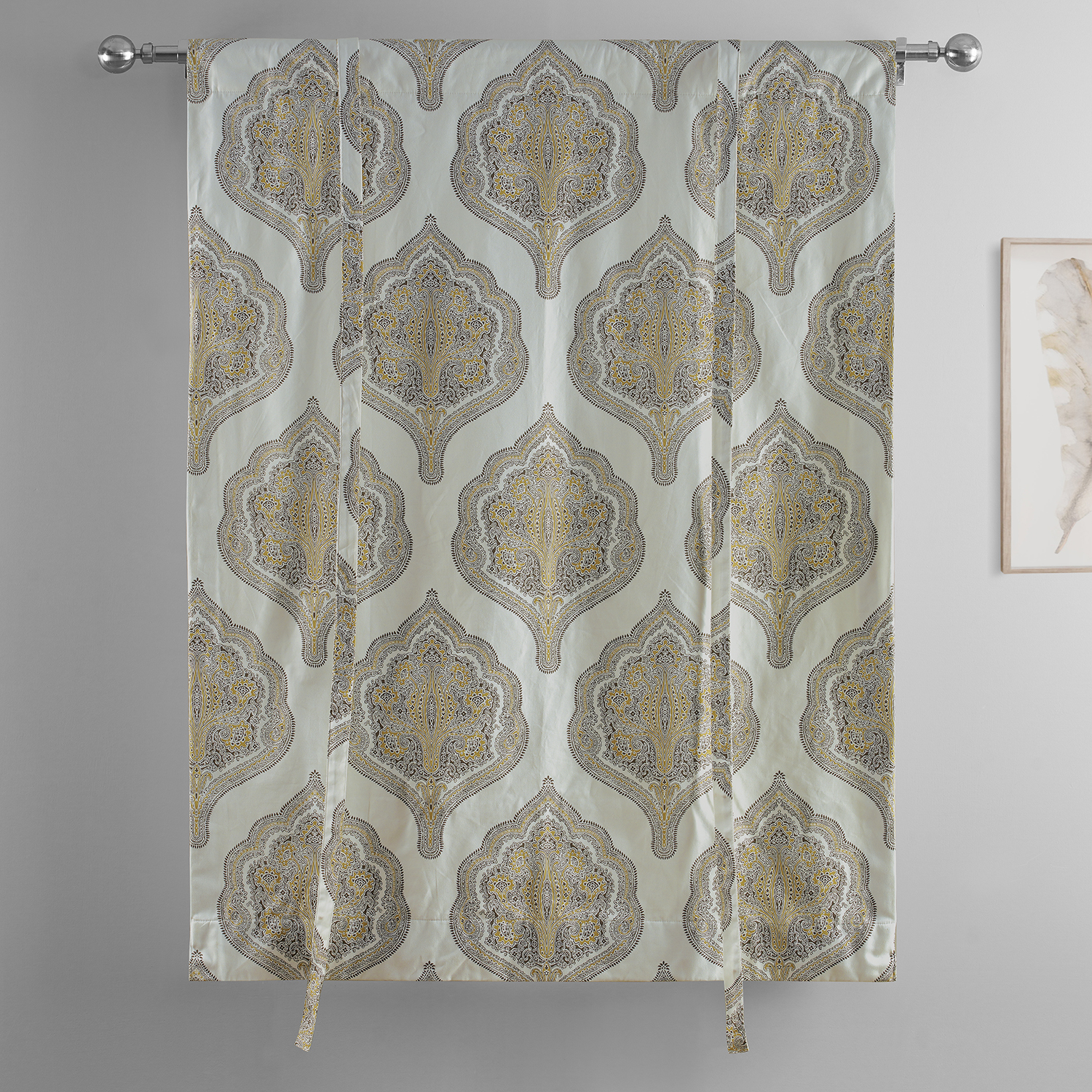 Arabesque Tan Printed Cotton Tie-Up Window Shade