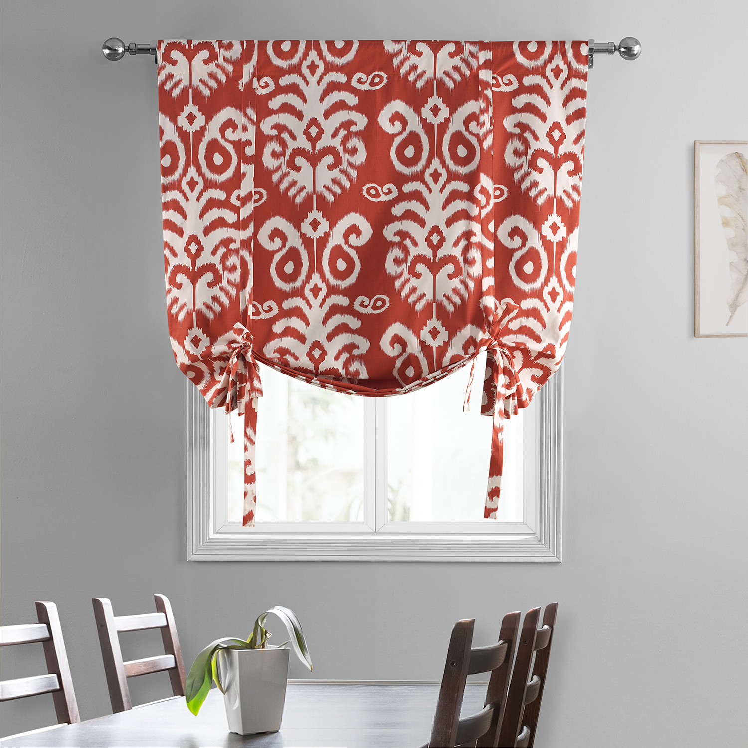 Sri Lanka Rust Printed Cotton Tie-Up Window Shade