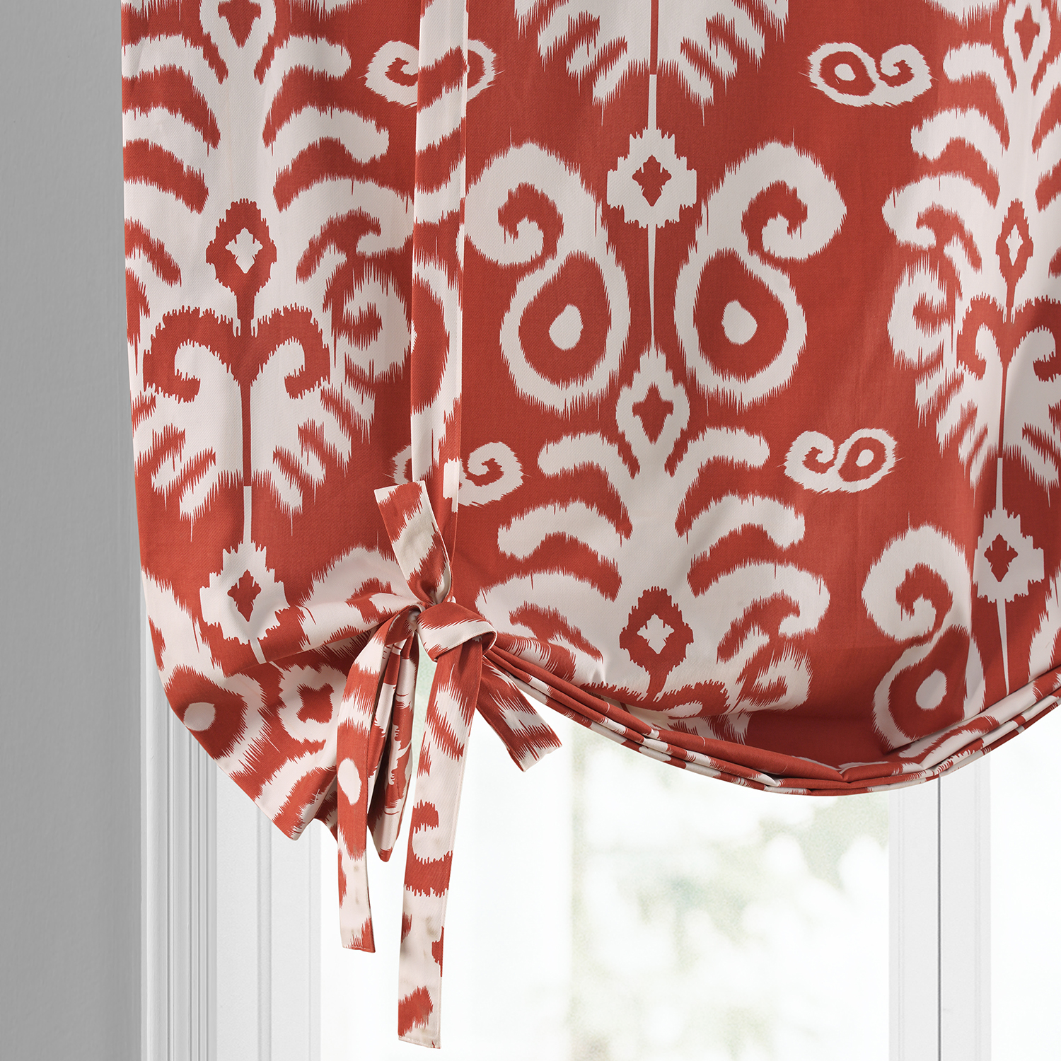 Sri Lanka Rust Printed Cotton Tie-Up Window Shade