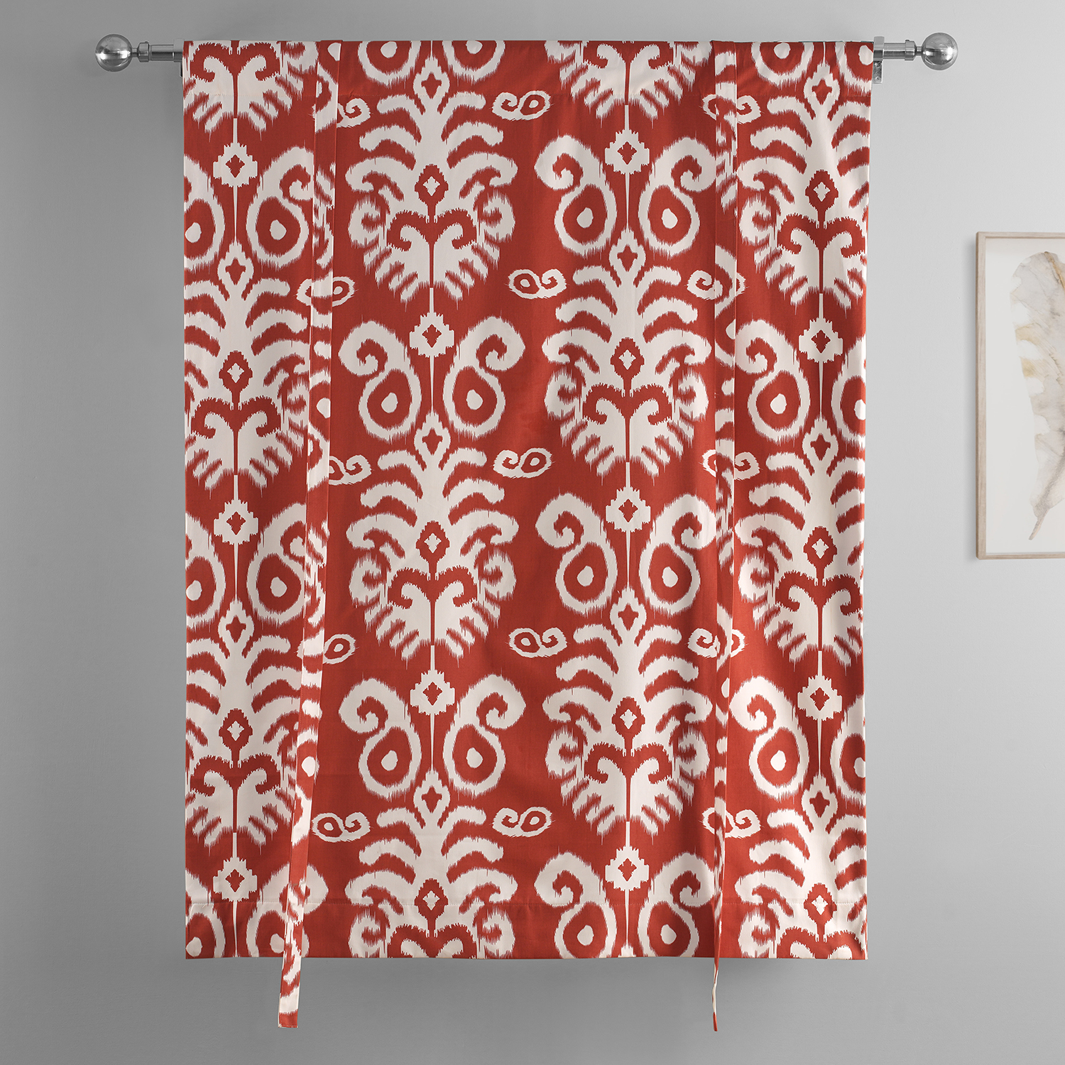 Sri Lanka Rust Printed Cotton Tie-Up Window Shade