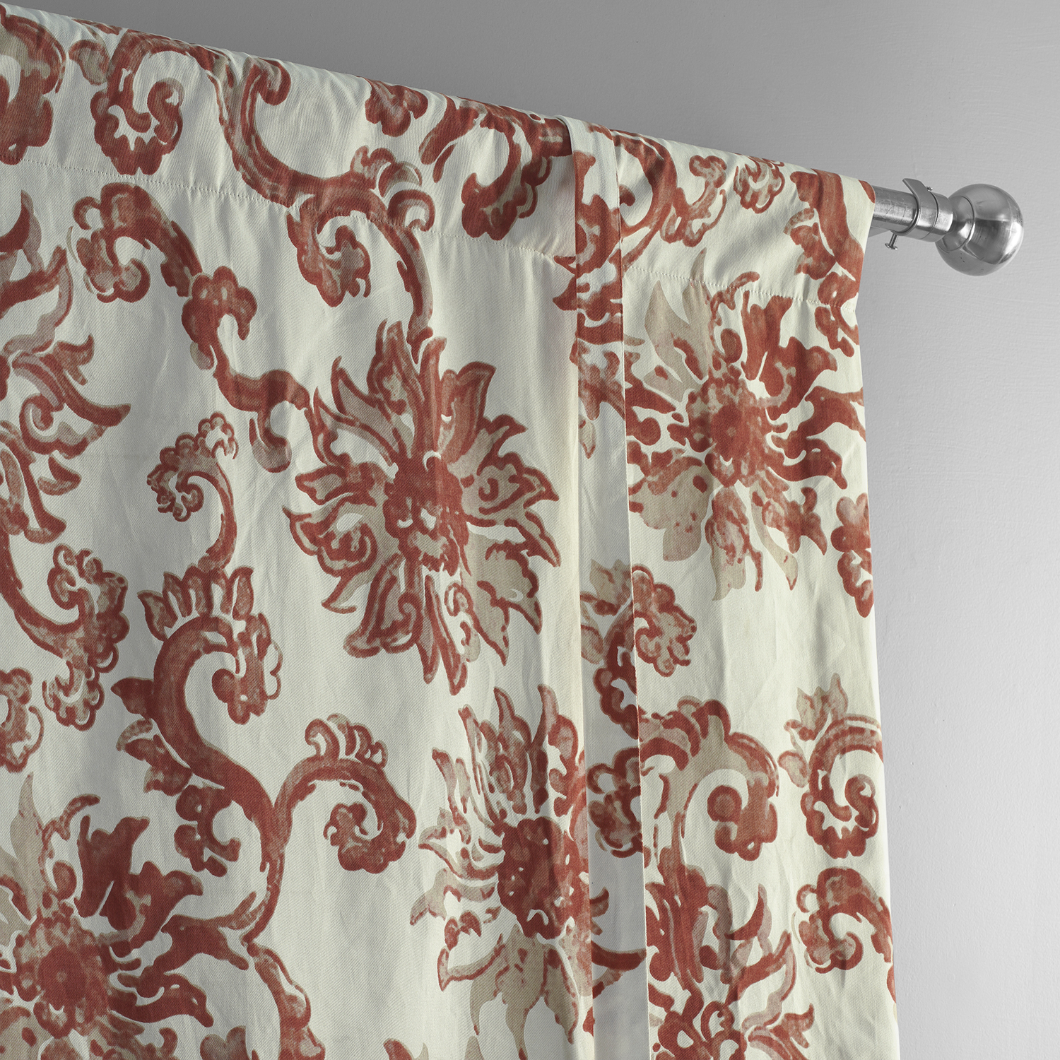 Indonesian Rust Printed Cotton Tie-Up Window Shade