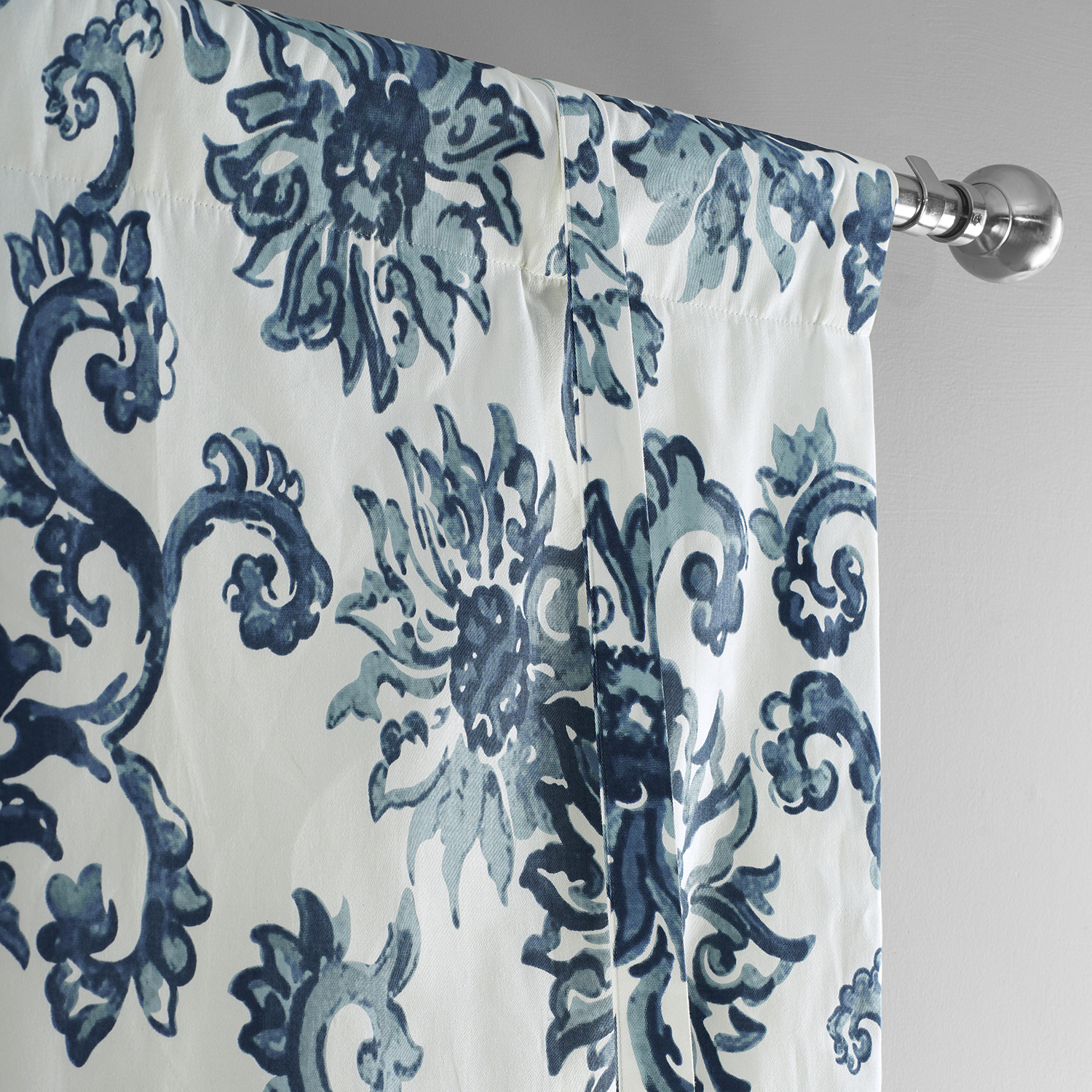 Indonesian Blue Printed Cotton Tie-Up Window Shade