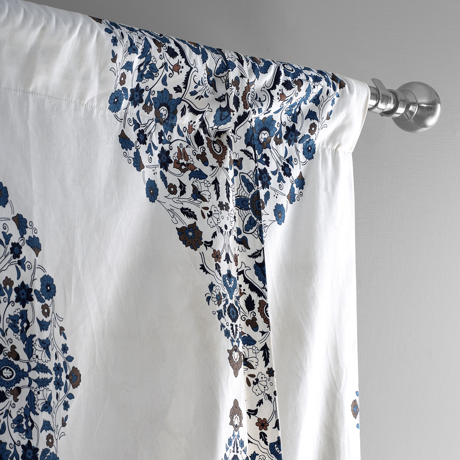 Kerala Blue Printed Cotton Tie-Up Window Shade