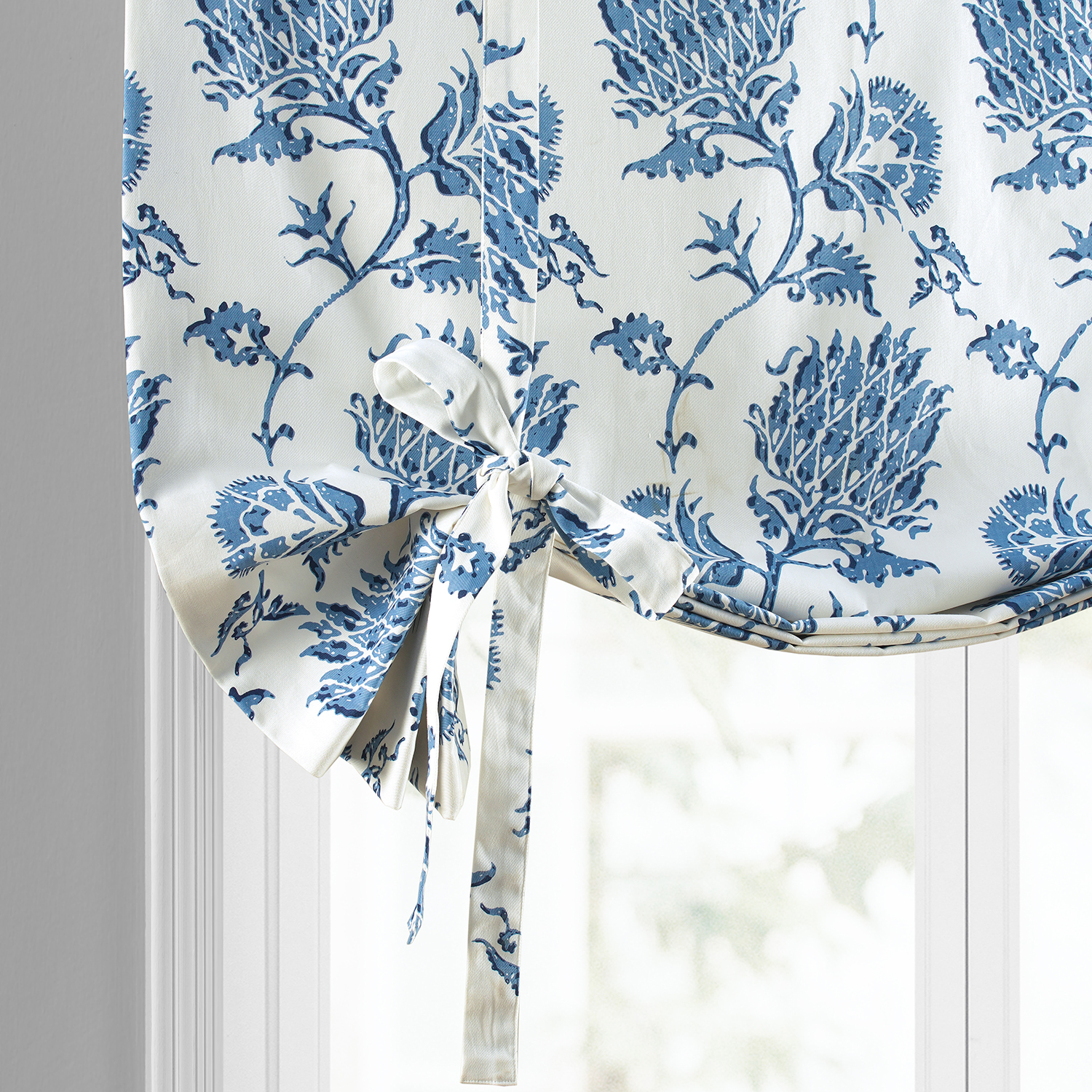 Duchess Blue Printed Cotton Tie-Up Window Shade