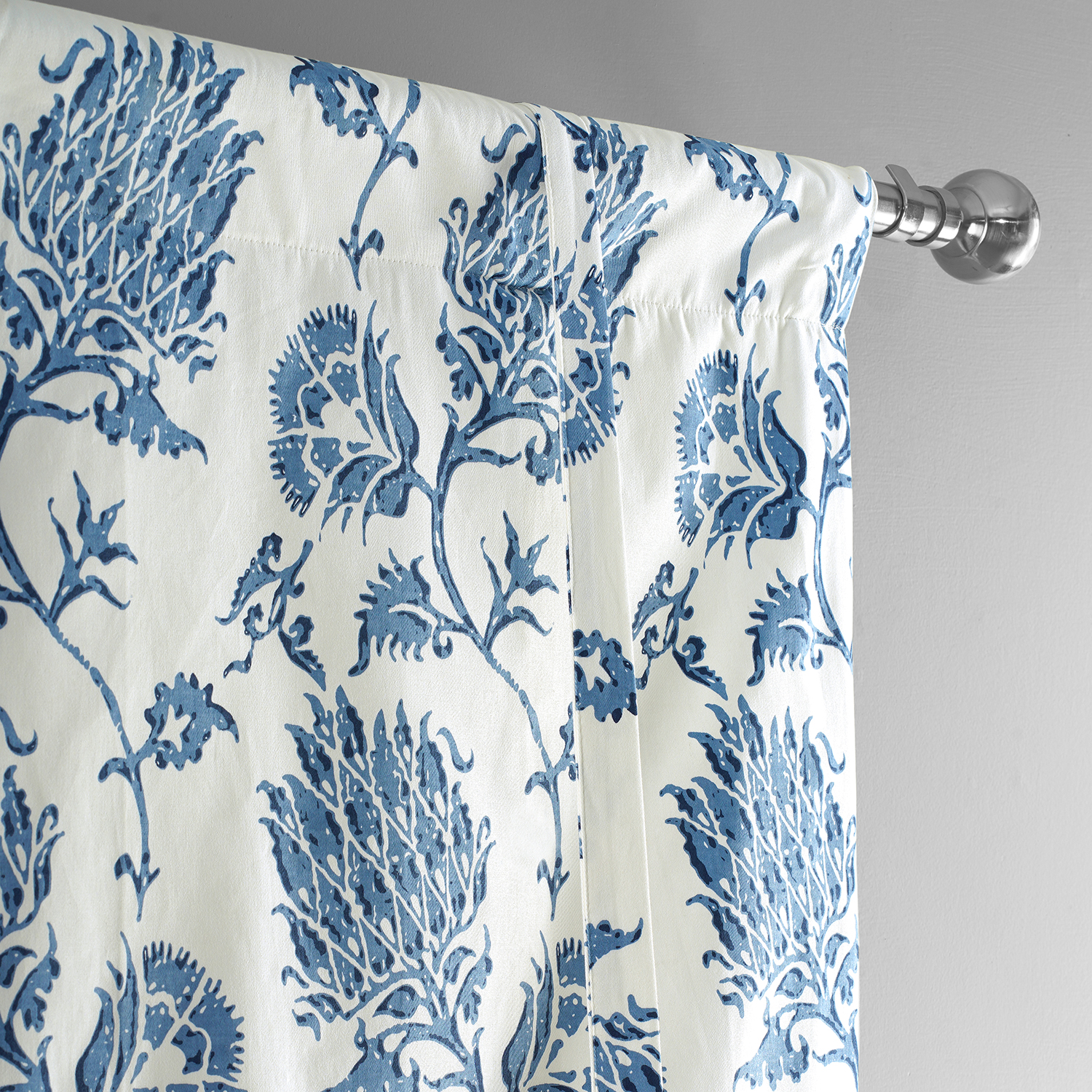 Duchess Blue Printed Cotton Tie-Up Window Shade