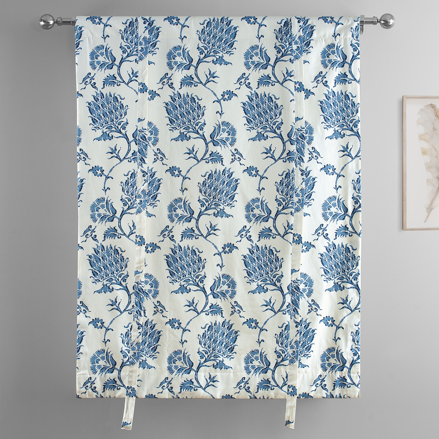 Duchess Blue Printed Cotton Tie-Up Window Shade