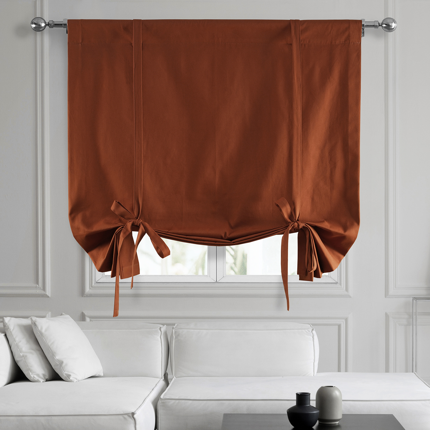 Bombay Rust Solid Cotton Tie-Up Window Shade