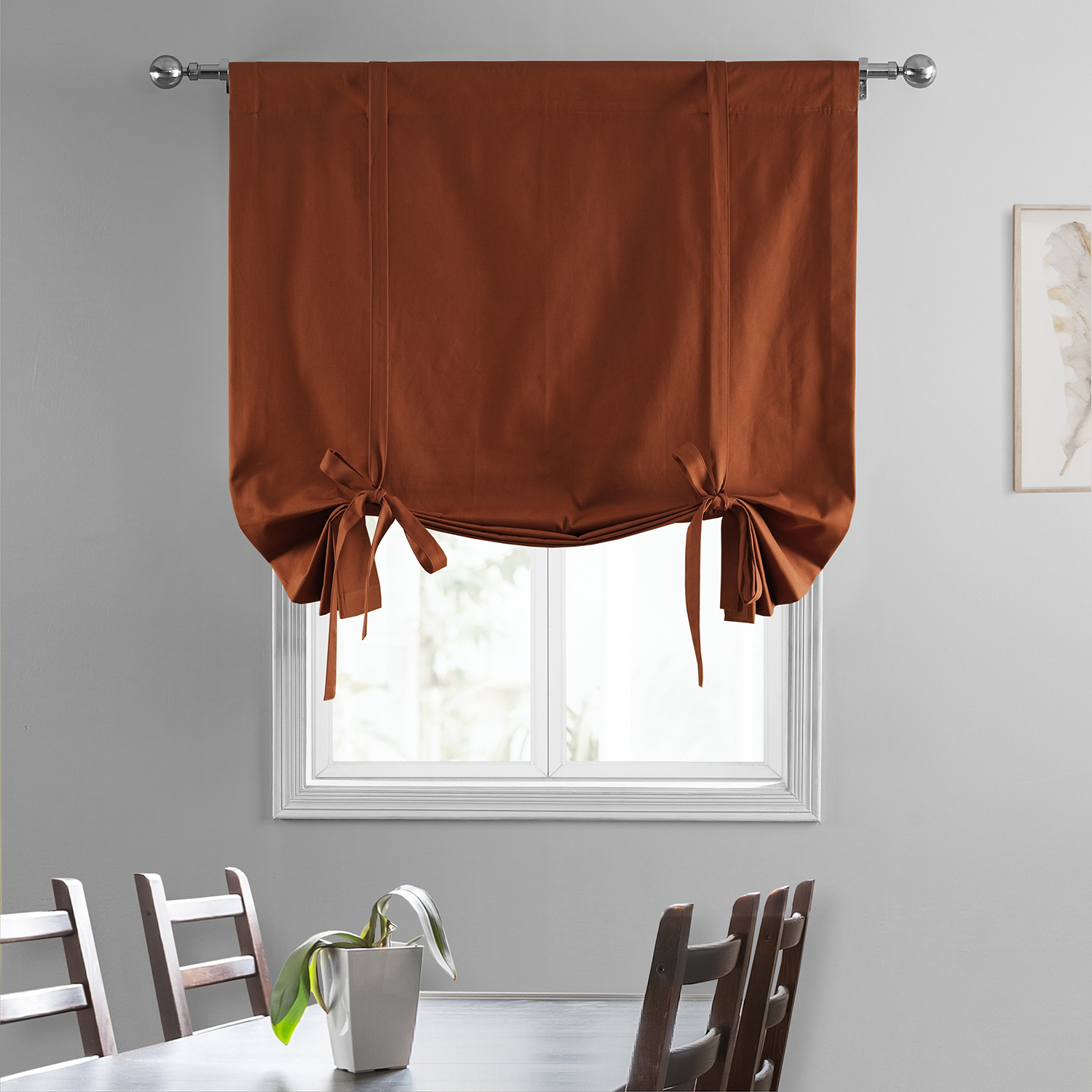 Bombay Rust Solid Cotton Tie-Up Window Shade