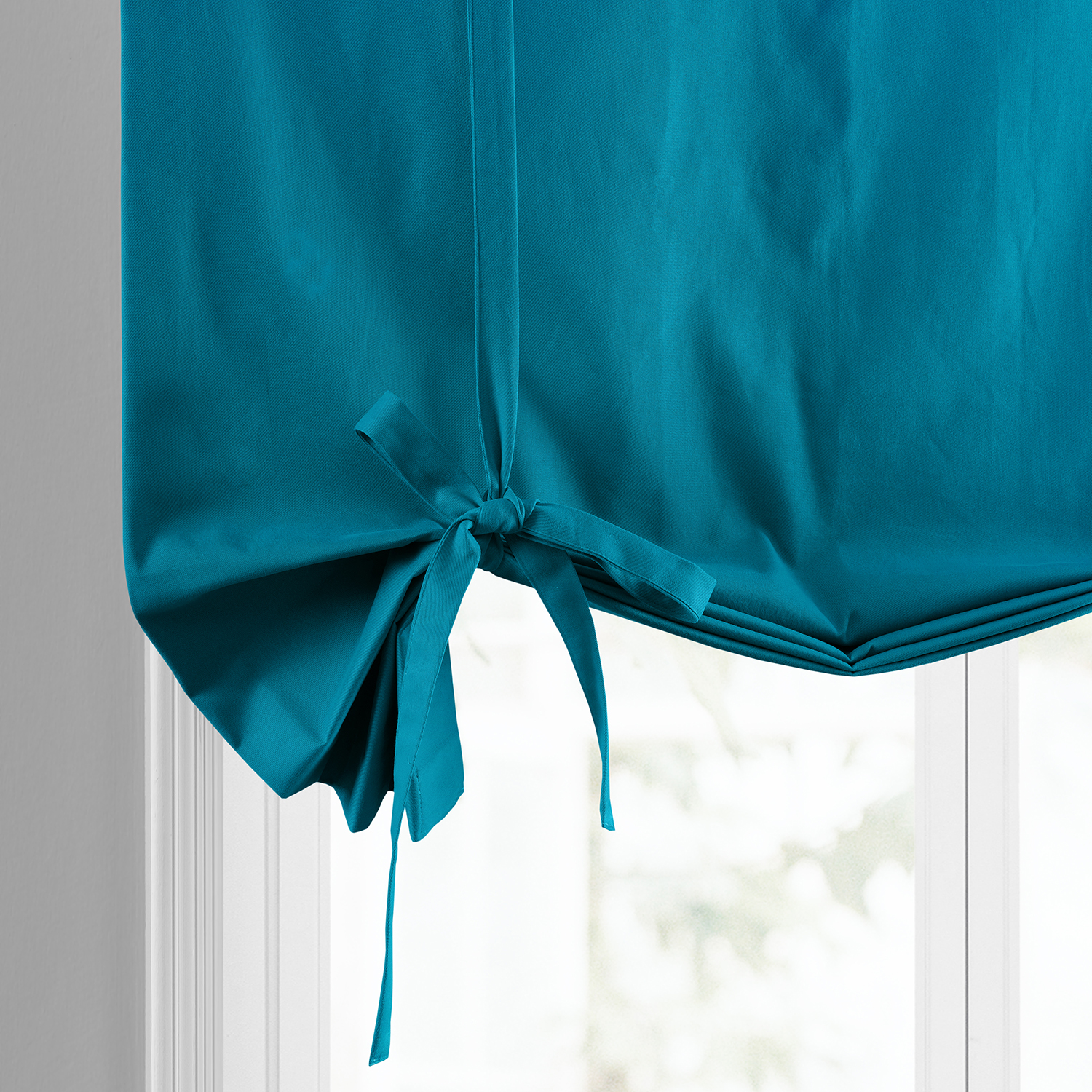 Capri Teal Solid Cotton Tie-Up Window Shade