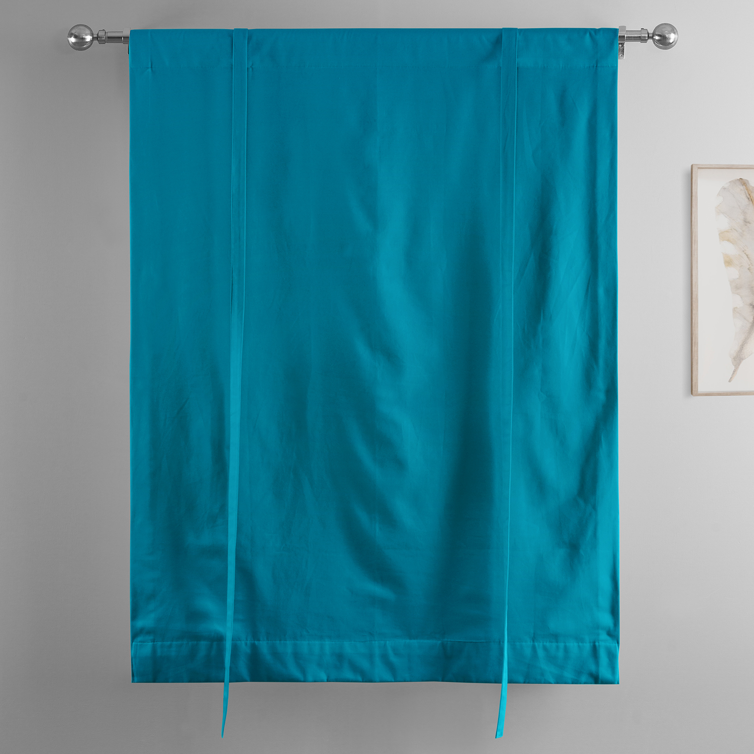 Capri Teal Solid Cotton Tie-Up Window Shade