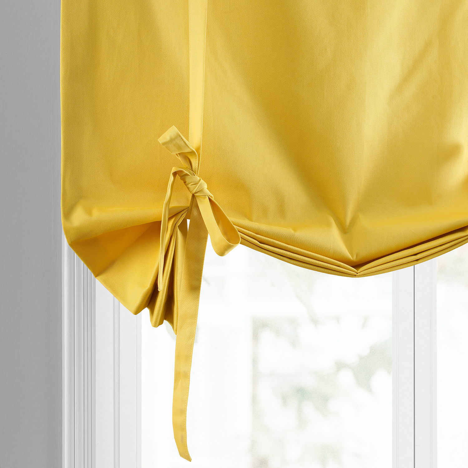 Mustard Yellow Solid Cotton Tie-Up Window Shade