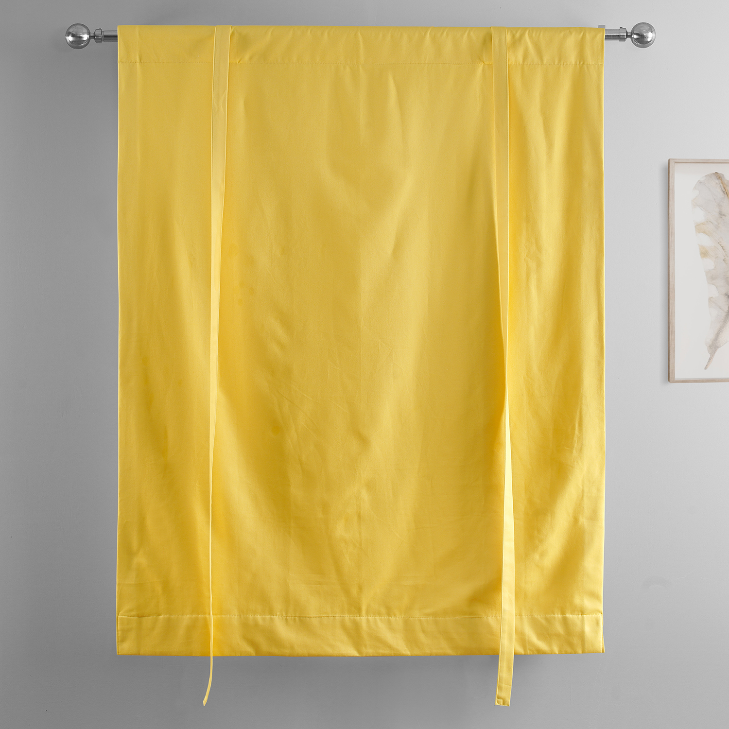 Mustard Yellow Solid Cotton Tie-Up Window Shade