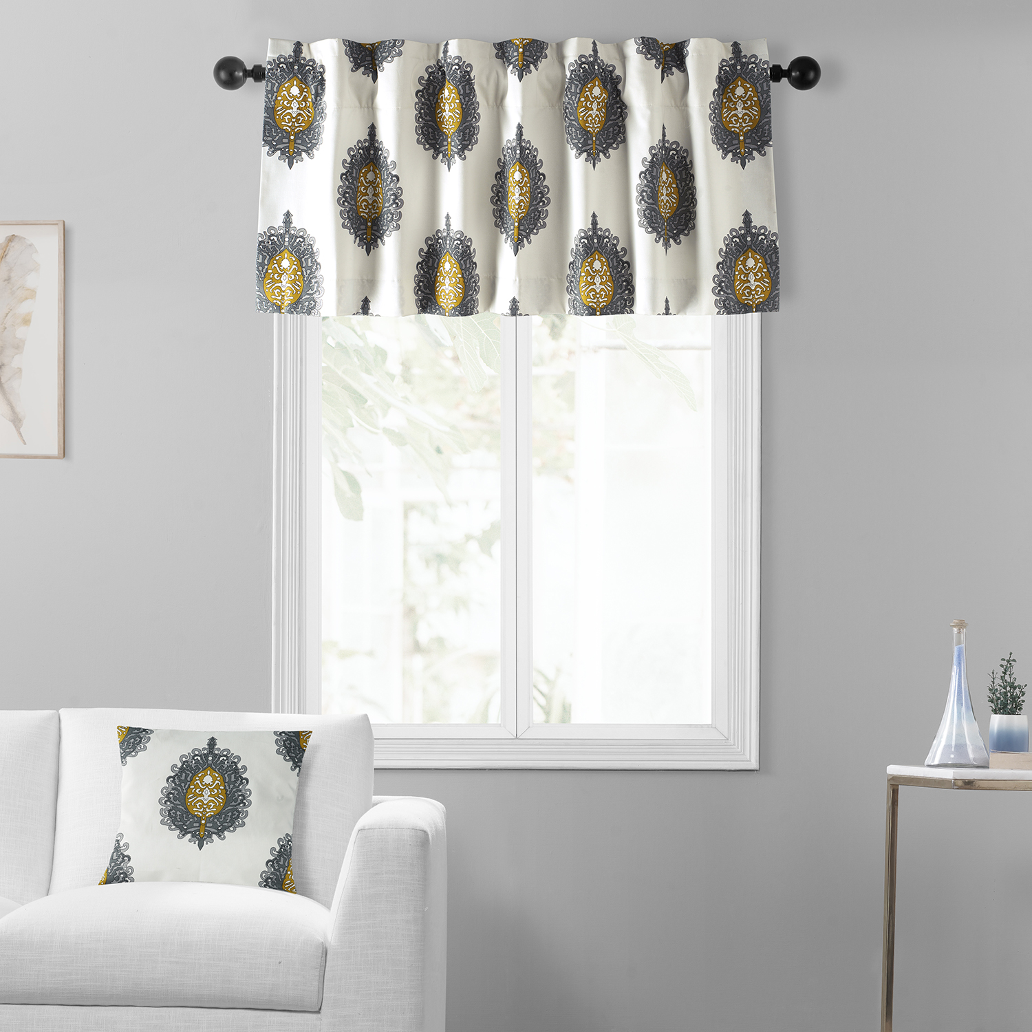 Mayan Gold Printed Cotton Window Valance