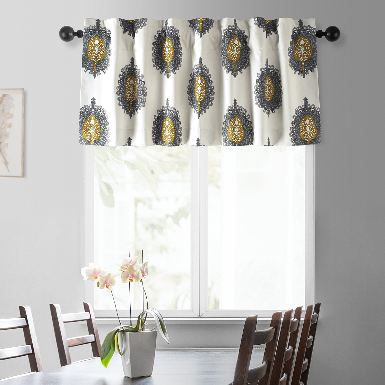 Mayan Gold Printed Cotton Window Valance