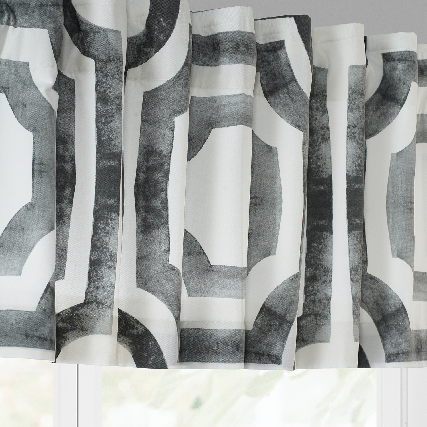 Mecca Steel Printed Cotton Window Valance