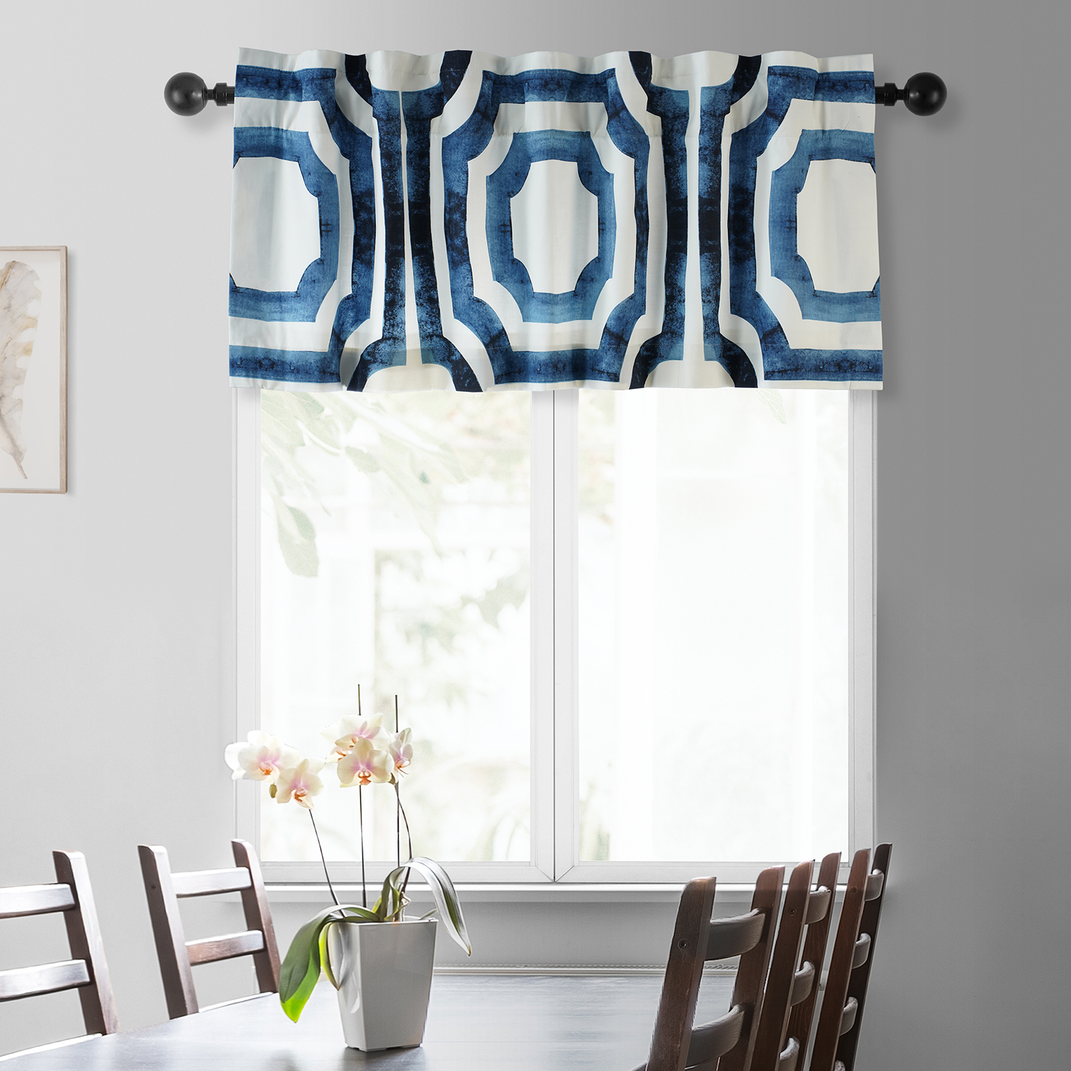 Mecca Blue Printed Cotton Window Valance