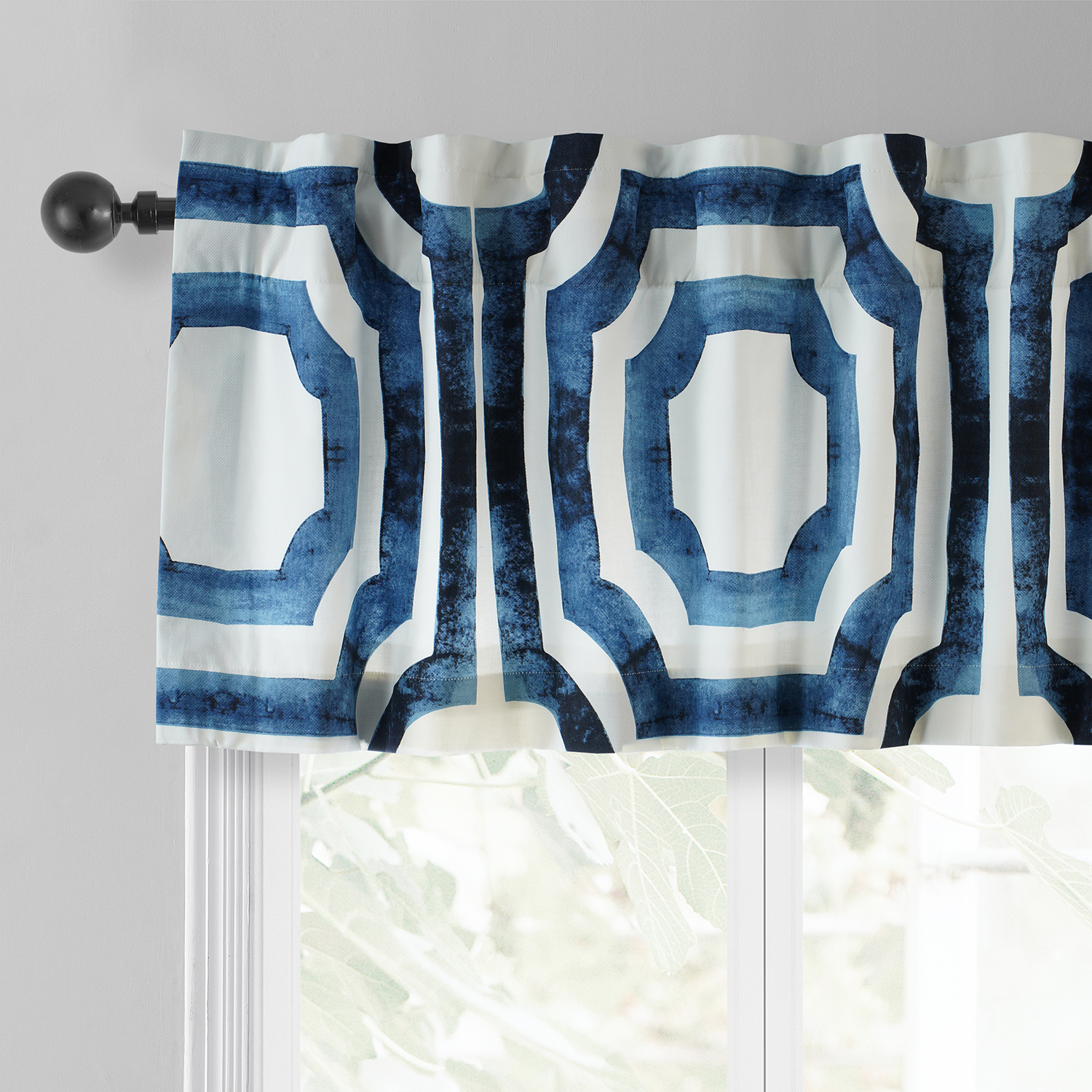 Mecca Blue Printed Cotton Window Valance