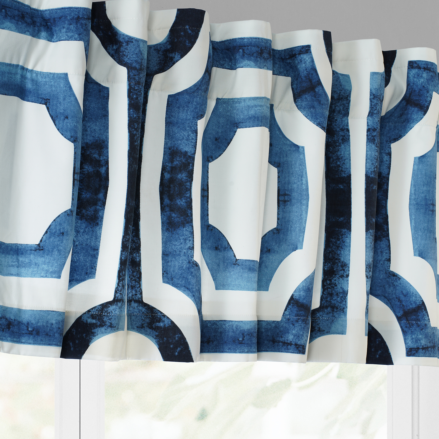 Mecca Blue Printed Cotton Window Valance