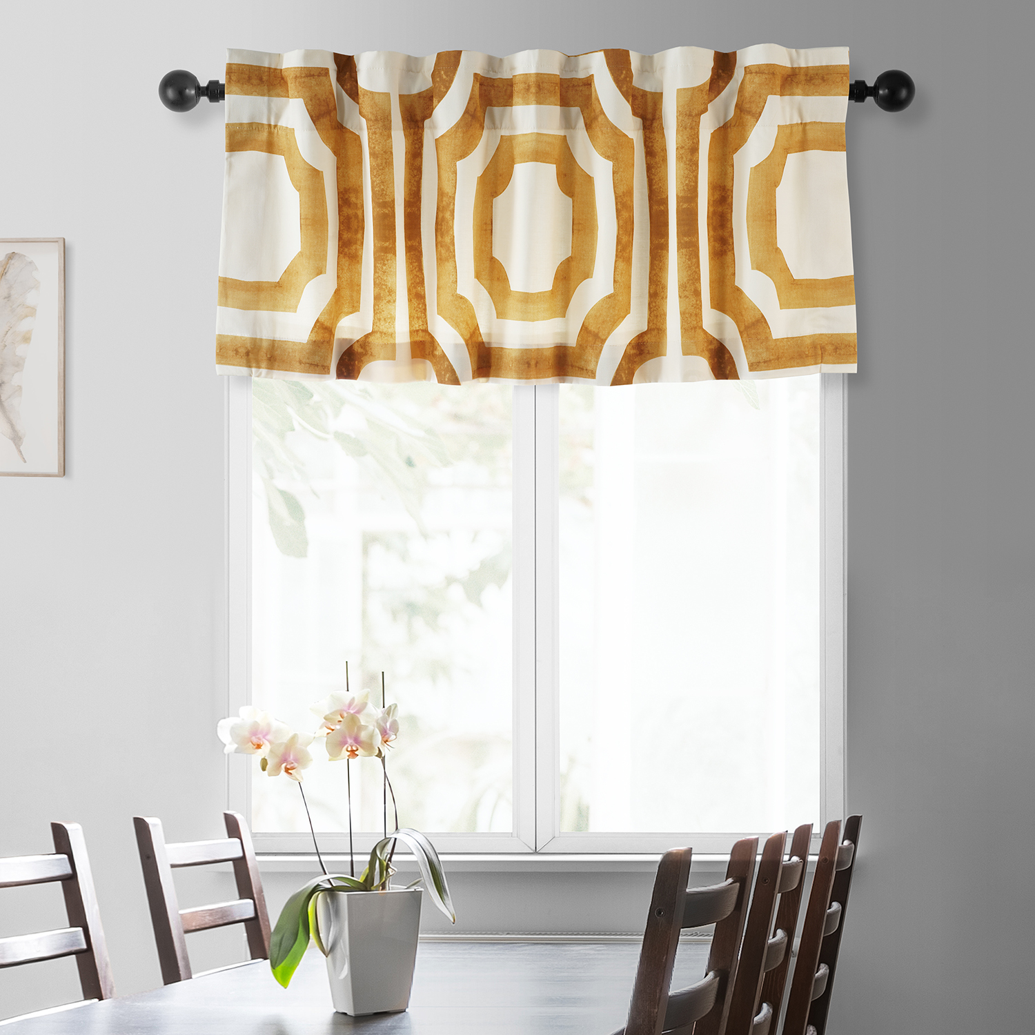 Mecca Gold Printed Cotton Window Valance