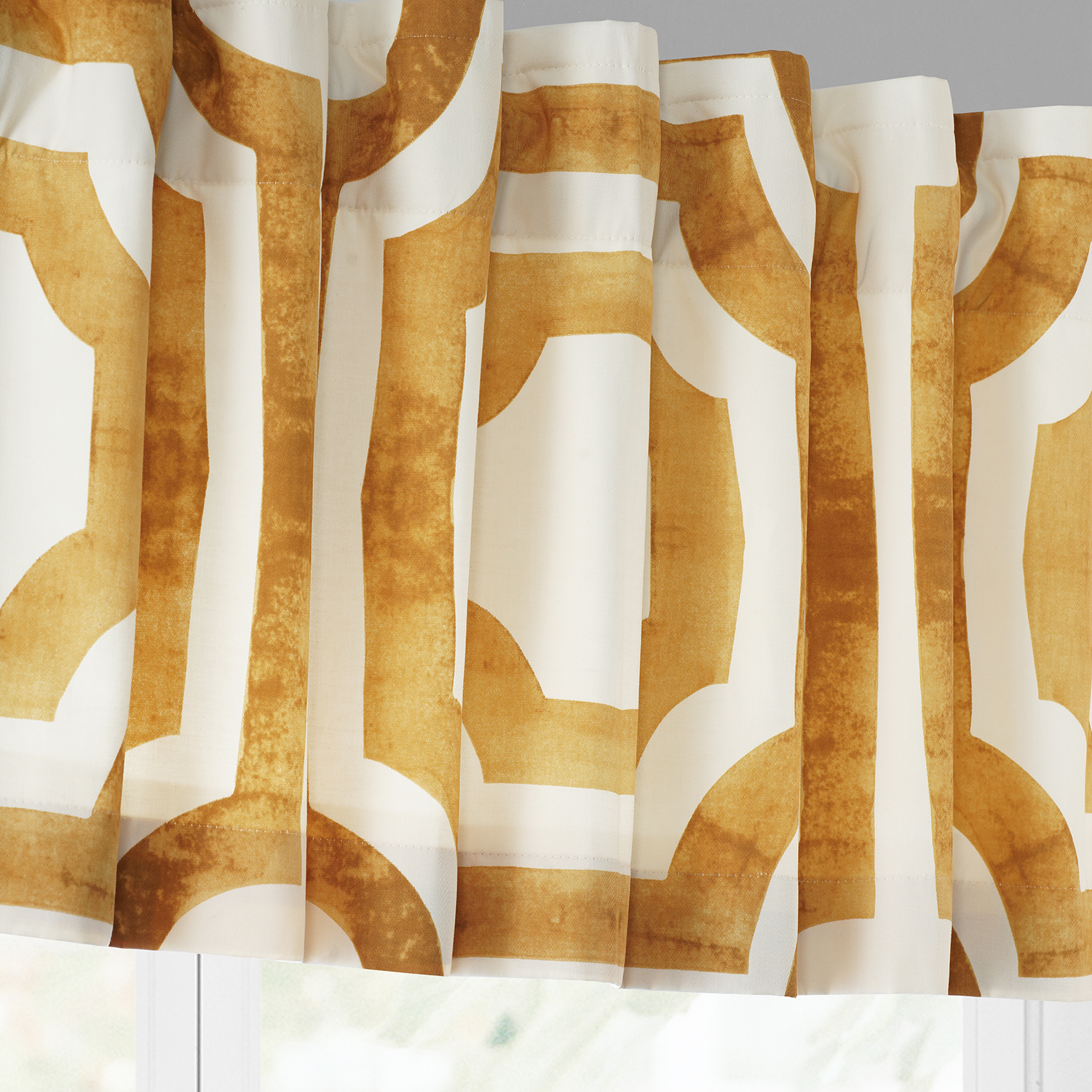 Mecca Gold Printed Cotton Window Valance