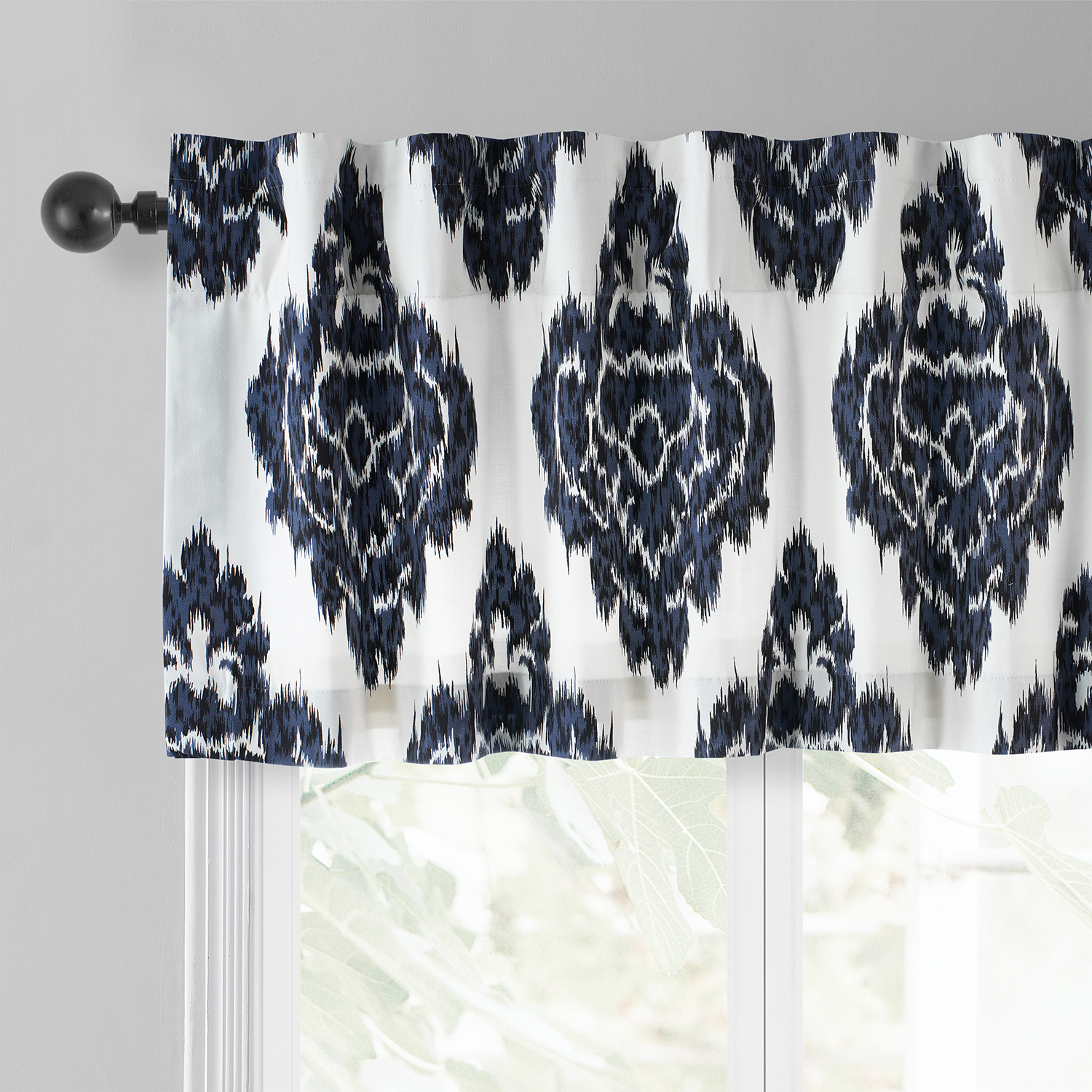 Ikat Blue Printed Cotton Window Valance