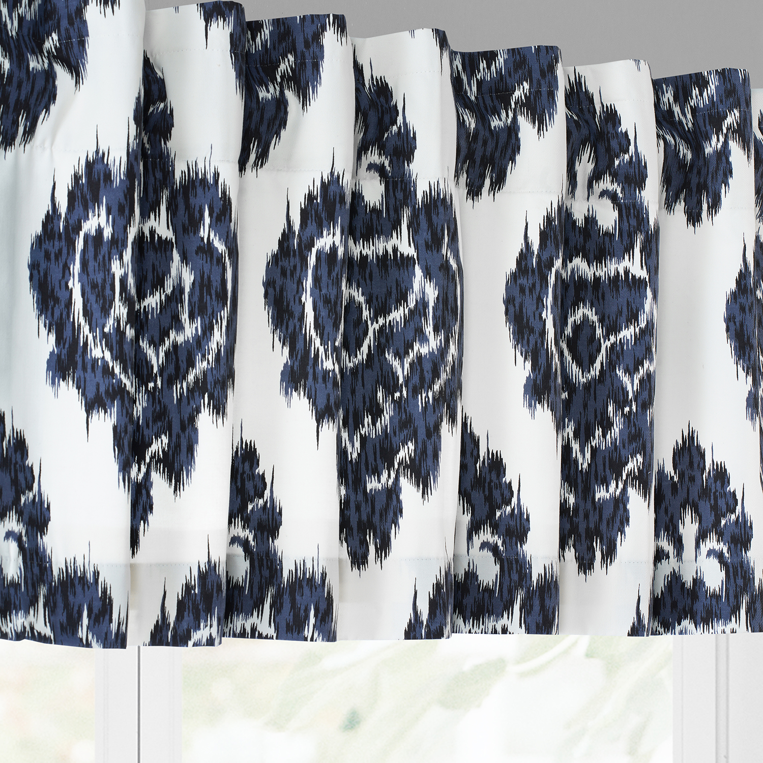 Ikat Blue Printed Cotton Window Valance