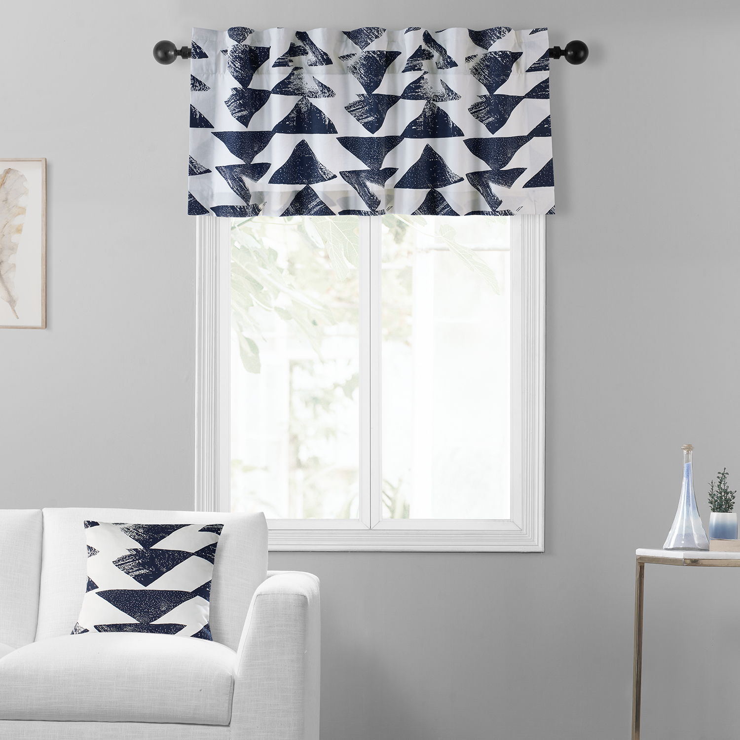 Triad Indigo Printed Cotton Window Valance