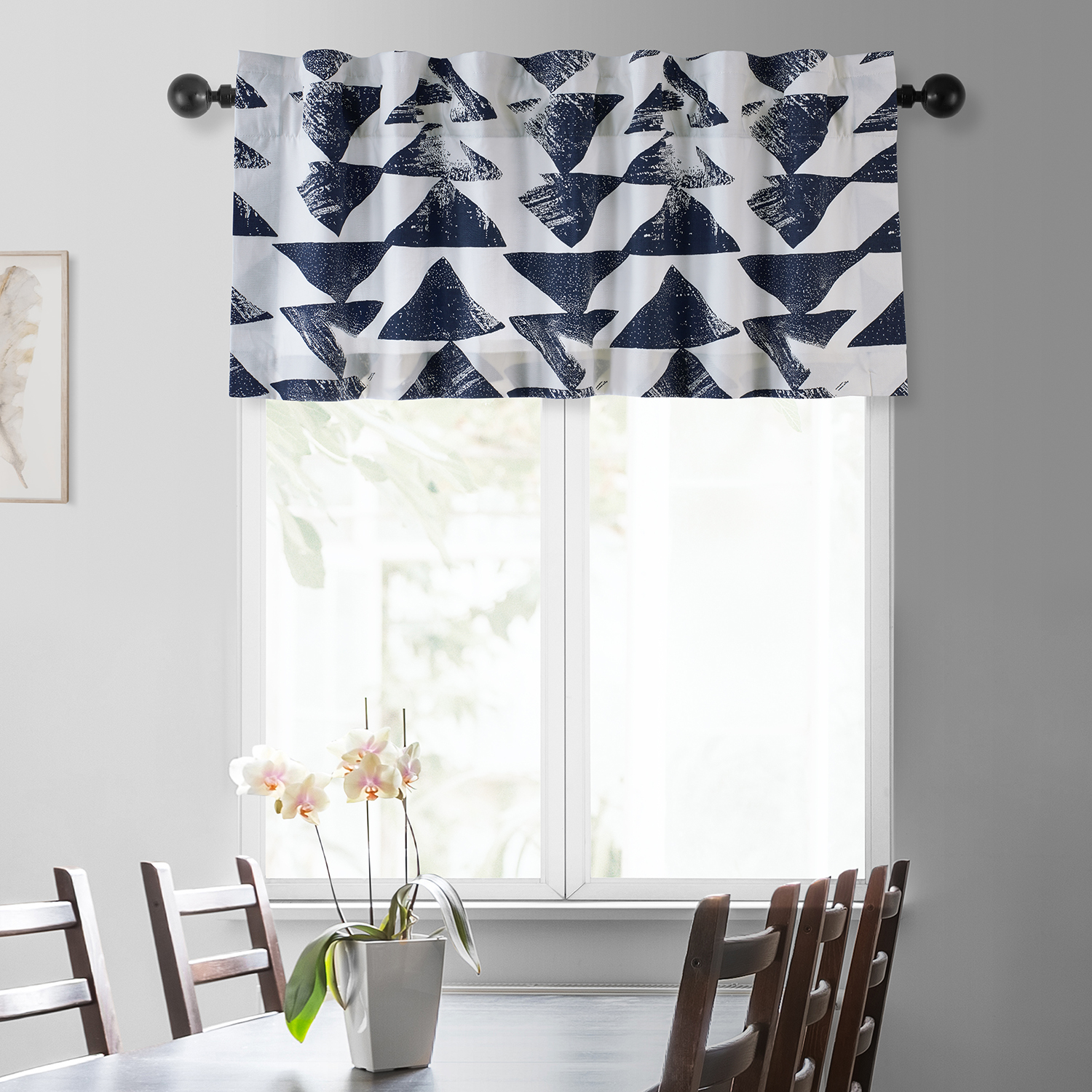 Triad Indigo Printed Cotton Window Valance