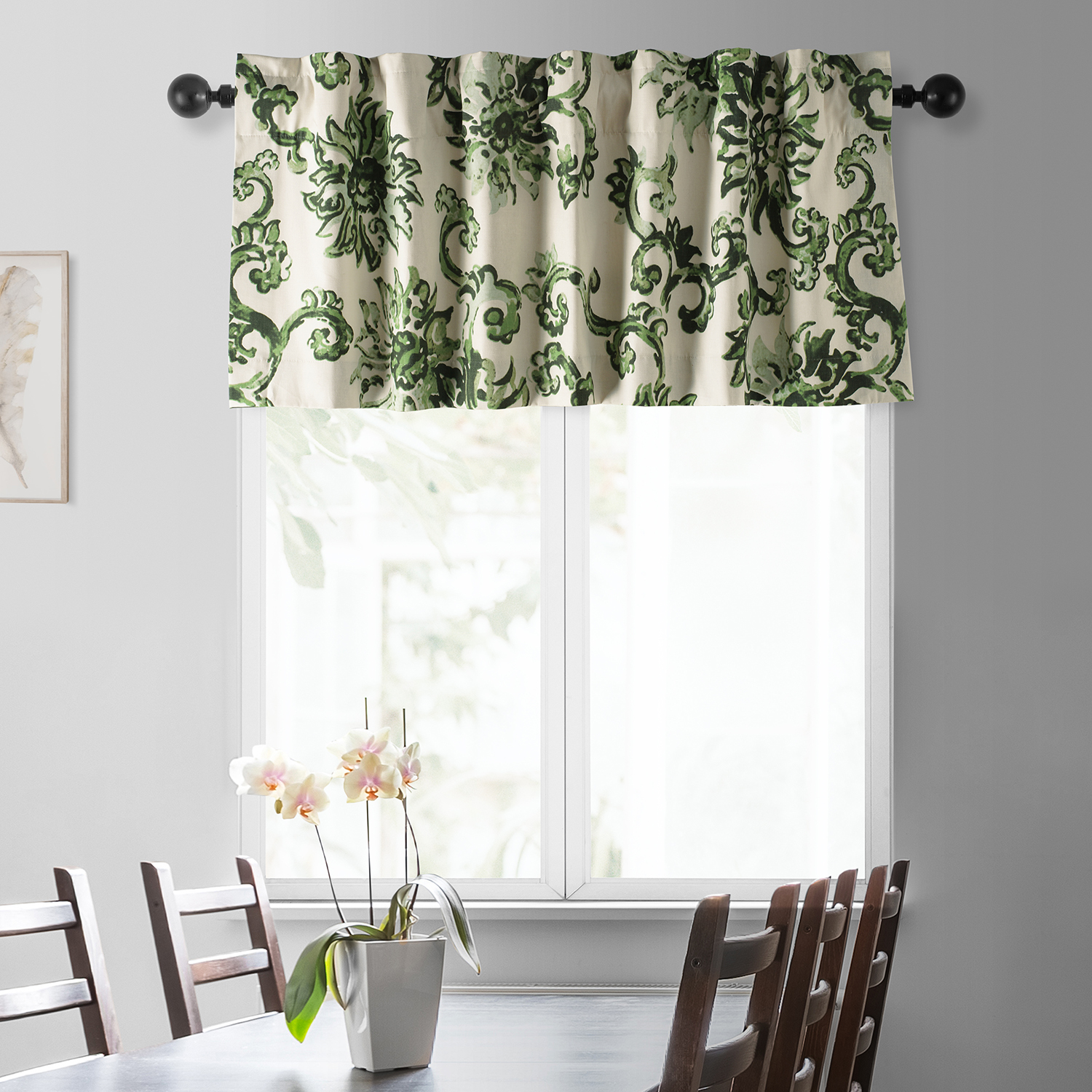 Indonesian Green Printed Cotton Window Valance