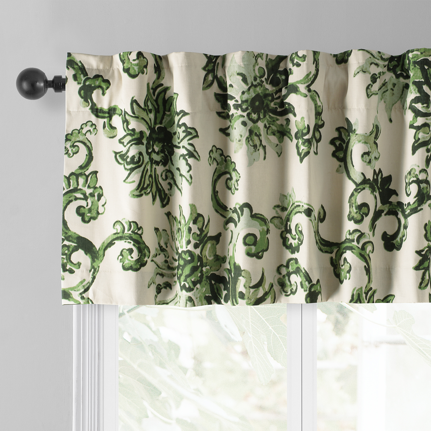 Indonesian Green Printed Cotton Window Valance