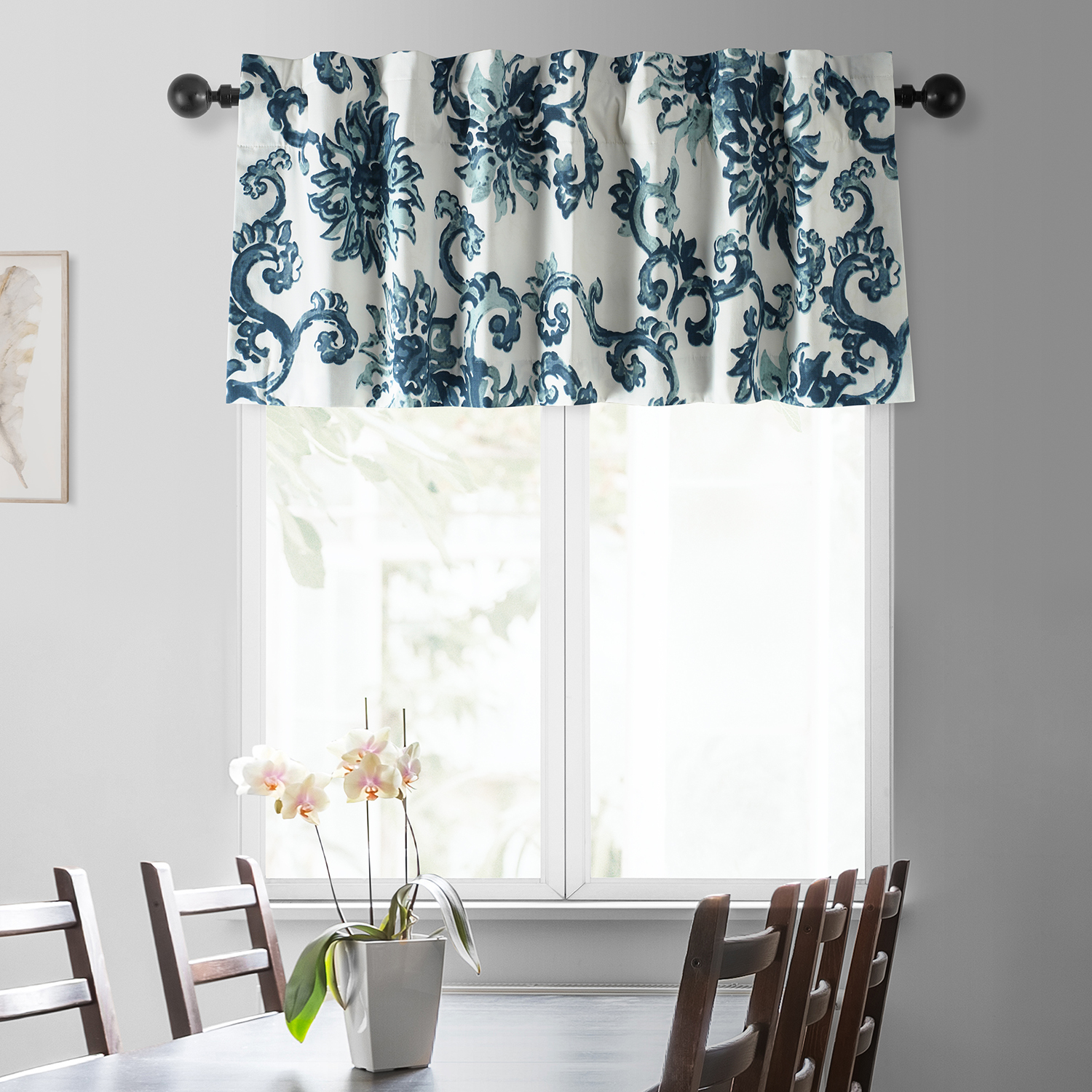 Indonesian Blue Printed Cotton Window Valance