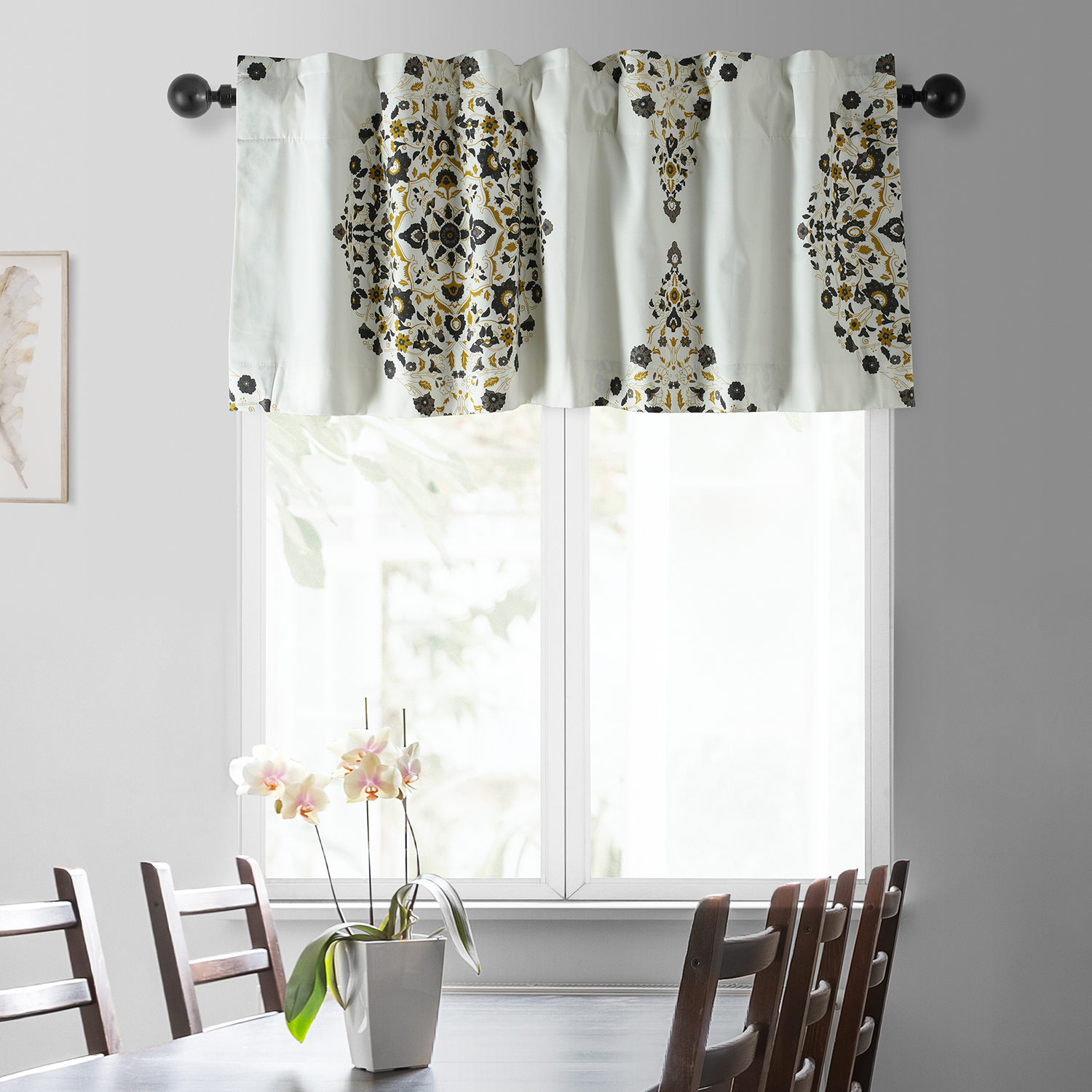 Kerala Gold Printed Cotton Window Valance