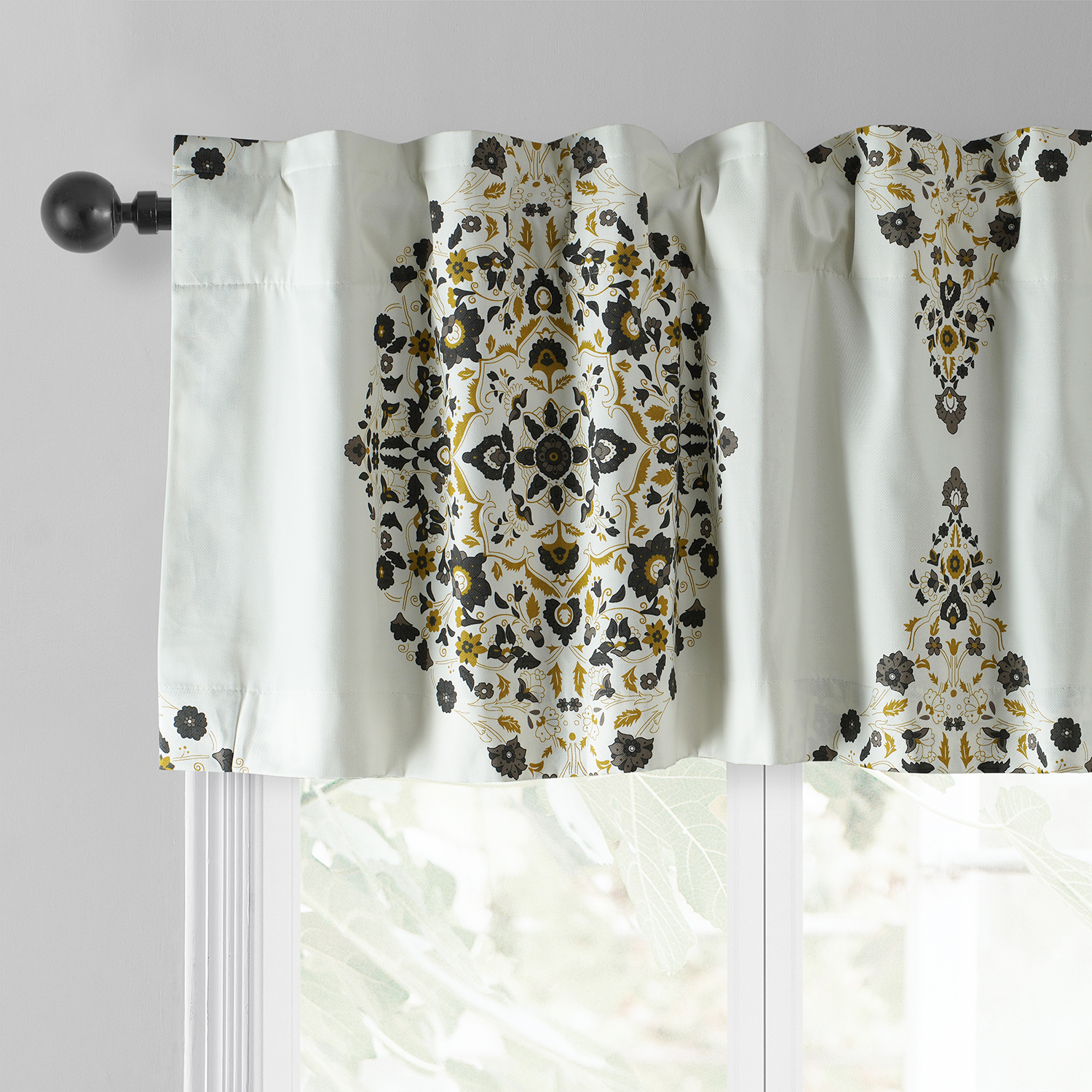 Kerala Gold Printed Cotton Window Valance