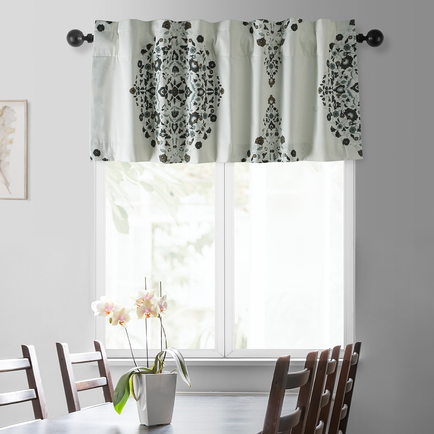 Kerala Cocoa Printed Cotton Window Valance