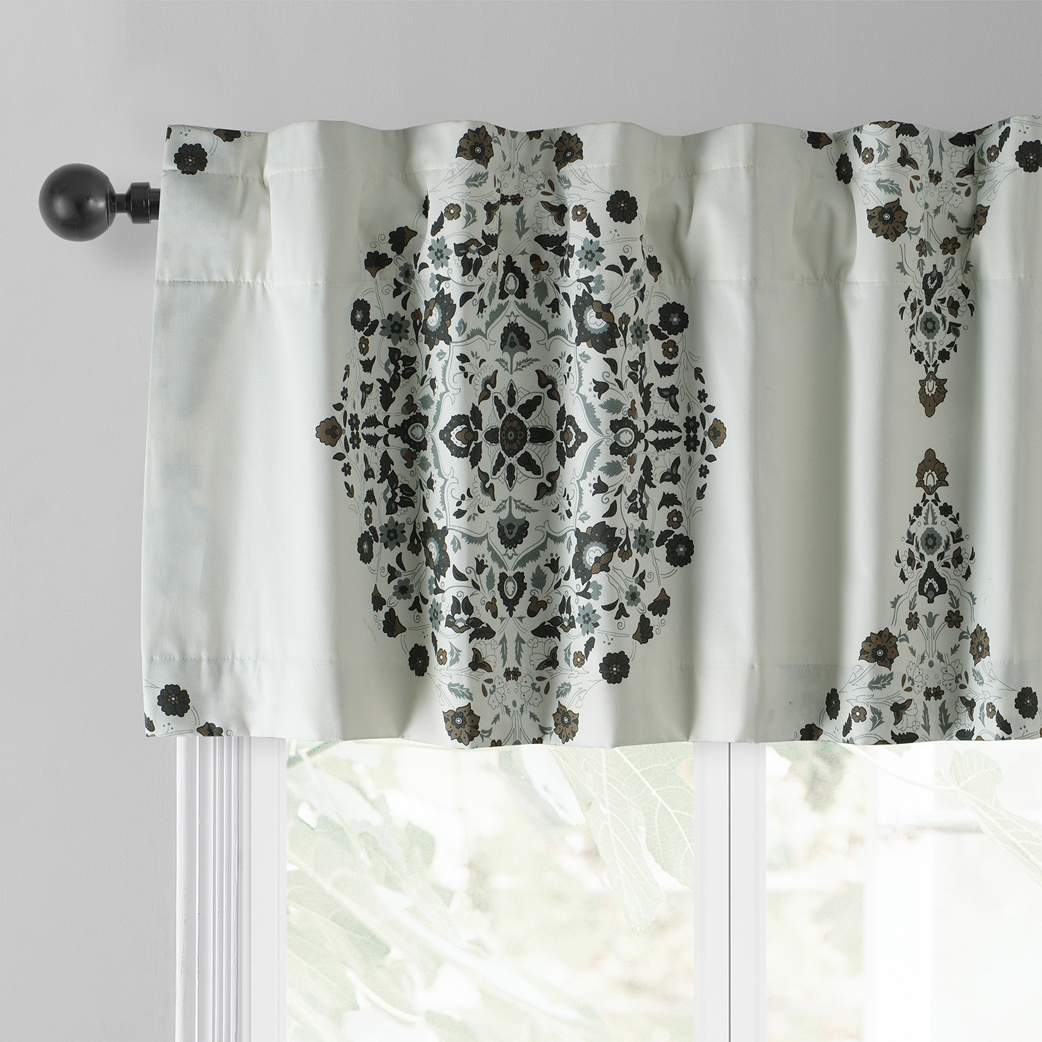 Kerala Cocoa Printed Cotton Window Valance