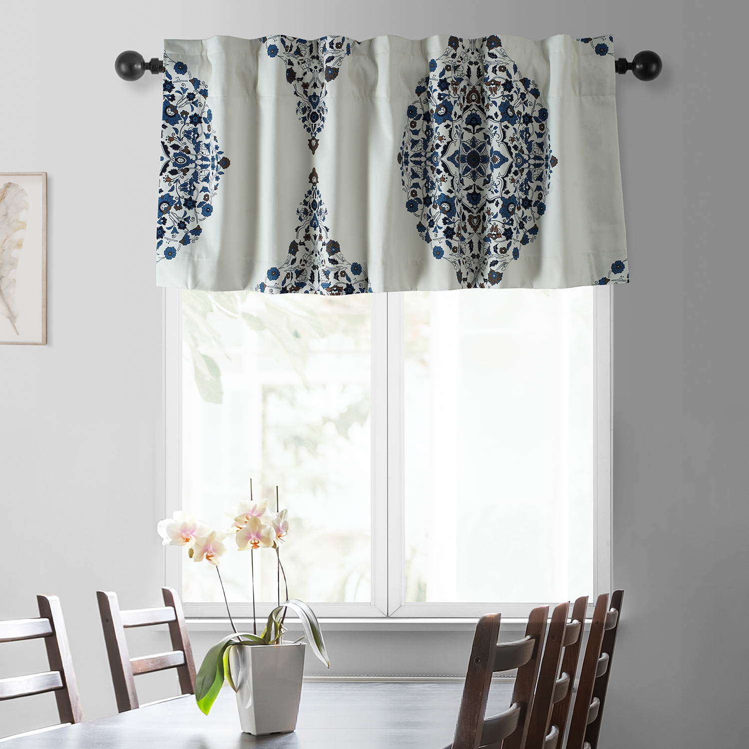 Kerala Blue Printed Cotton Window Valance