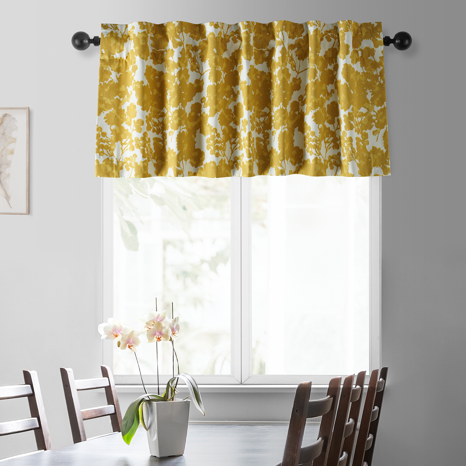 Fleur Gold Printed Cotton Window Valance