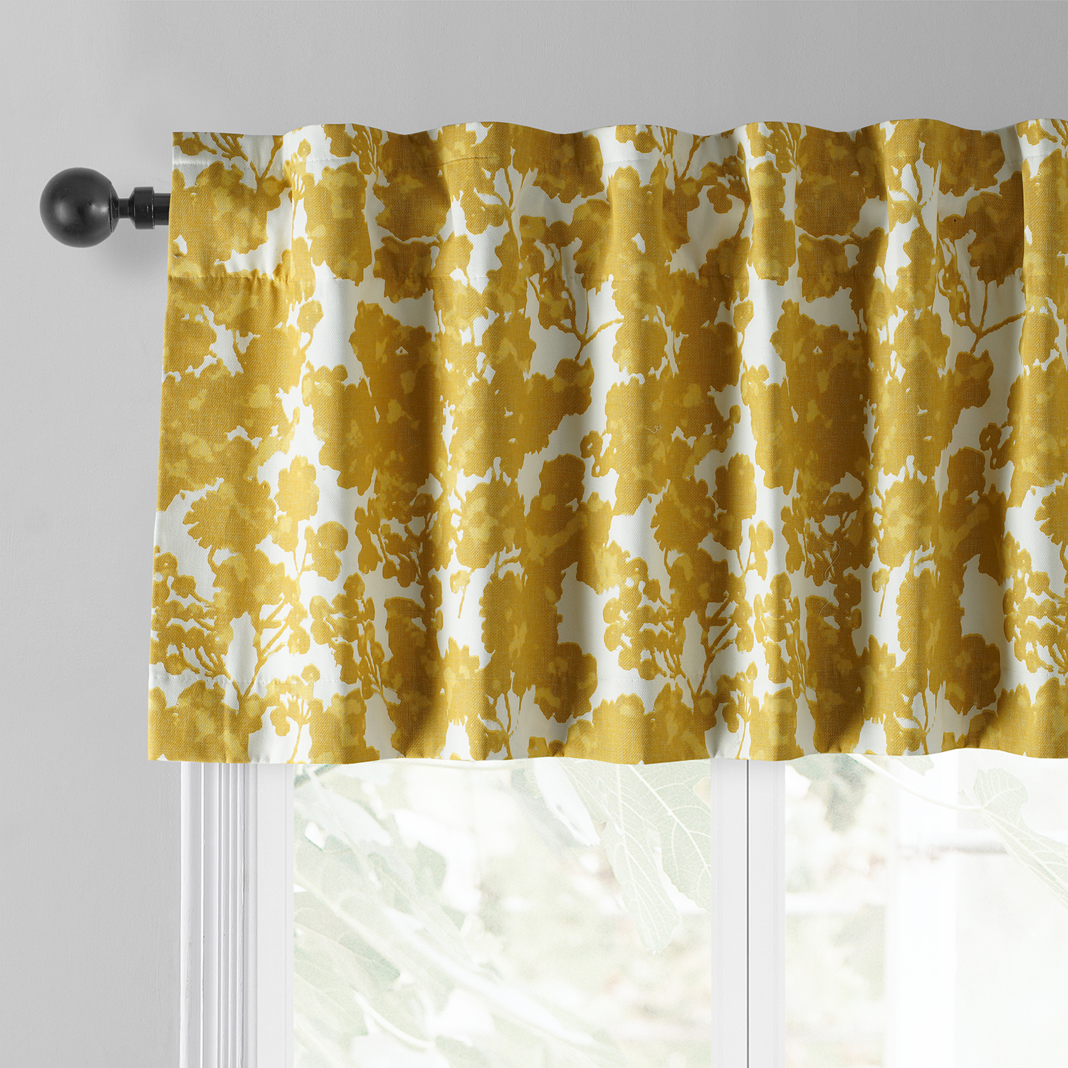 Fleur Gold Printed Cotton Window Valance