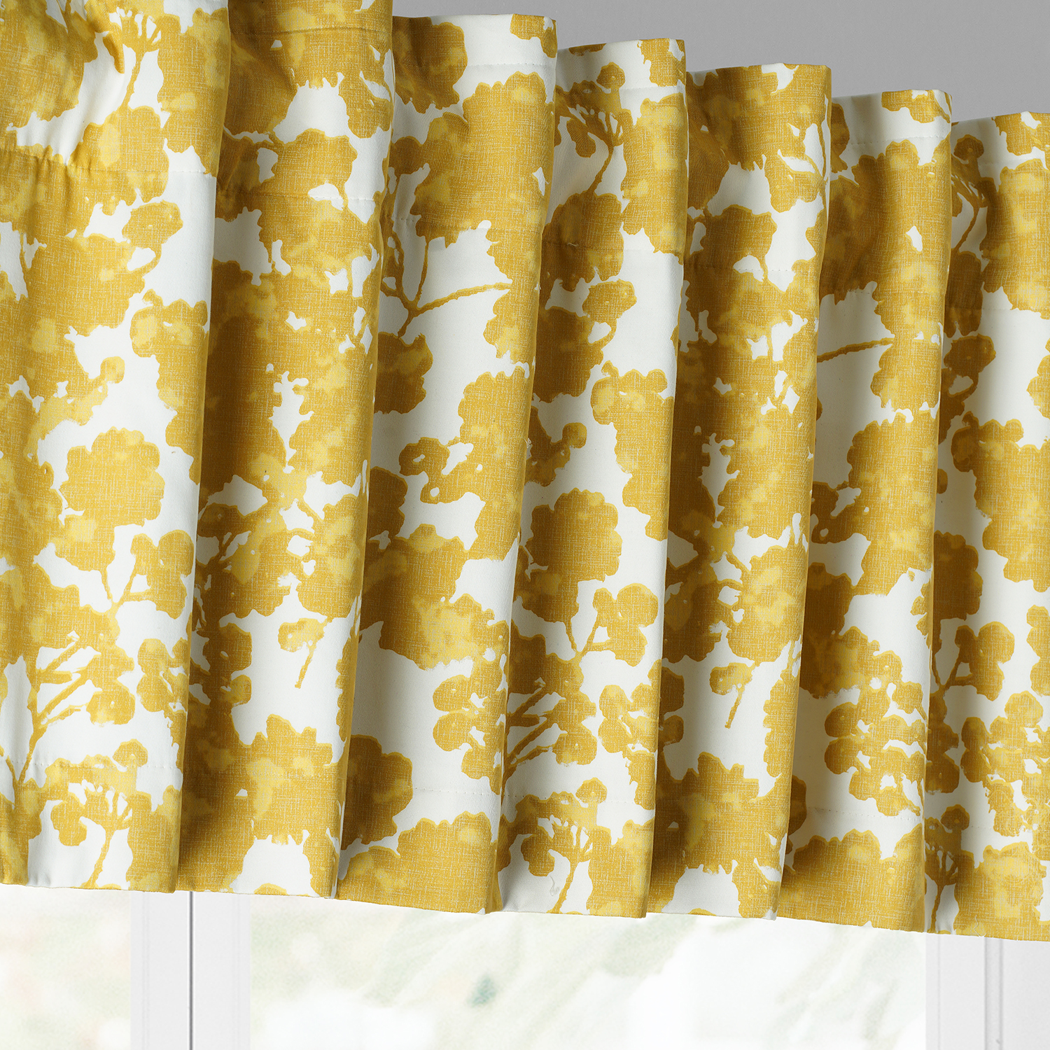 Fleur Gold Printed Cotton Window Valance