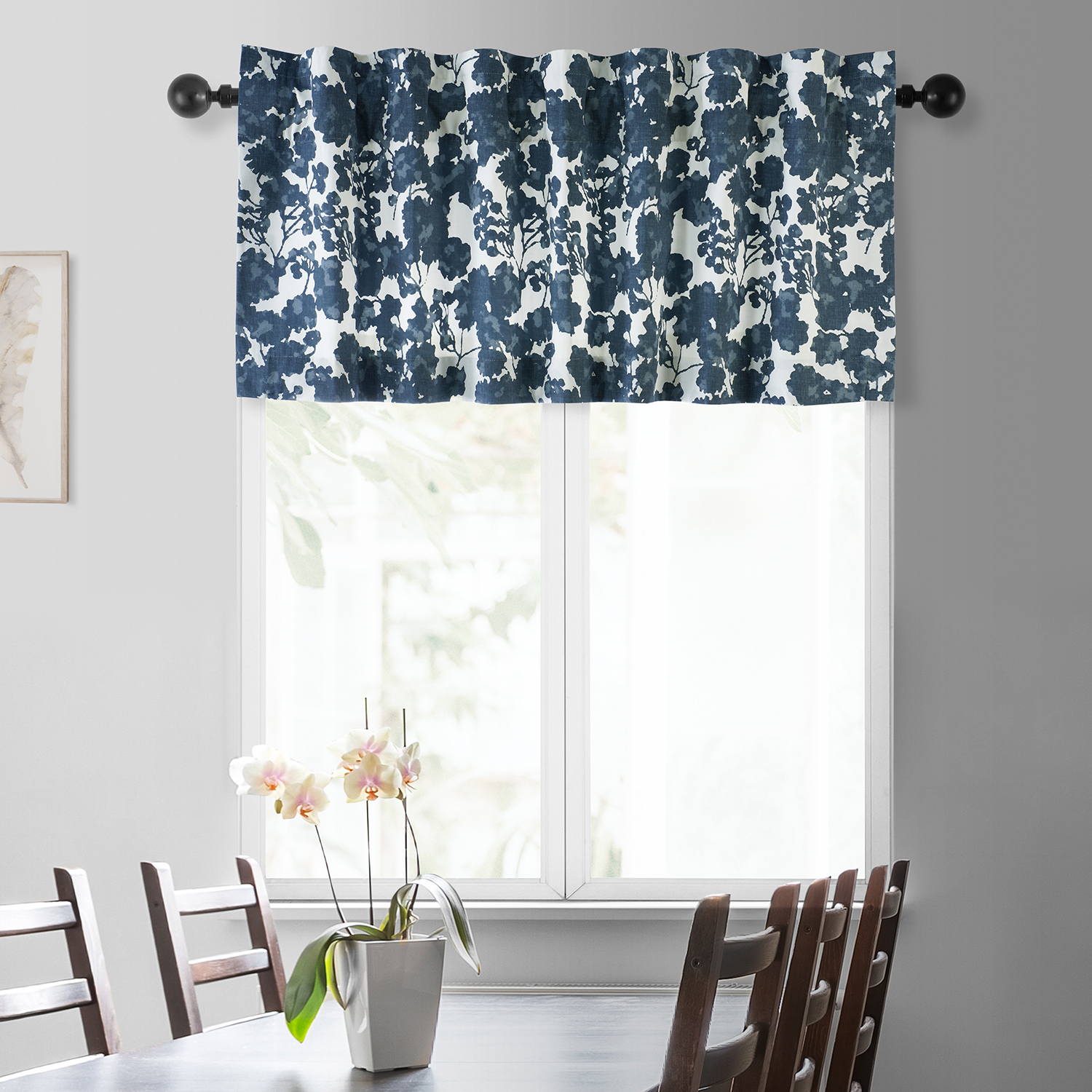 Fleur Blue Printed Cotton Window Valance