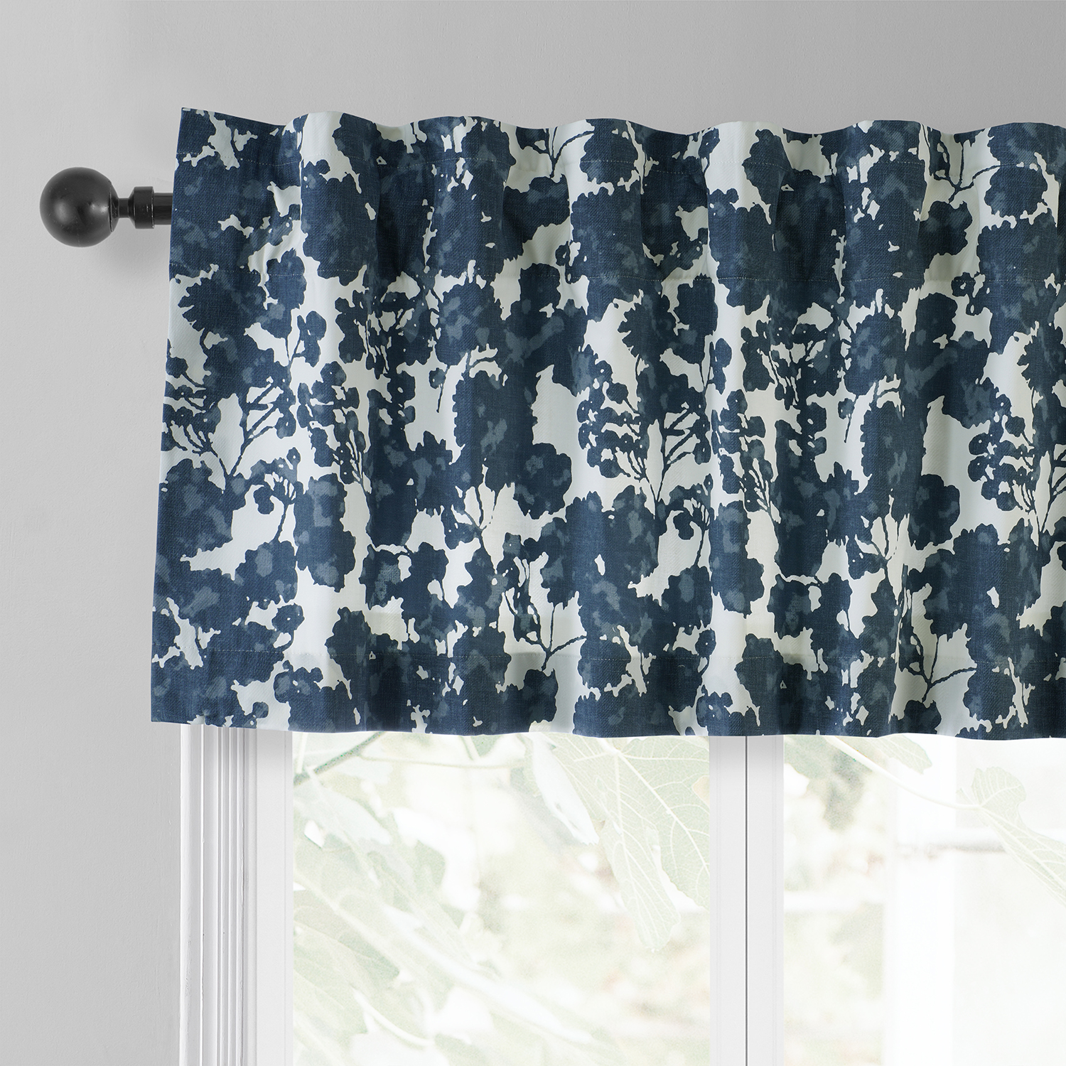 Fleur Blue Printed Cotton Window Valance